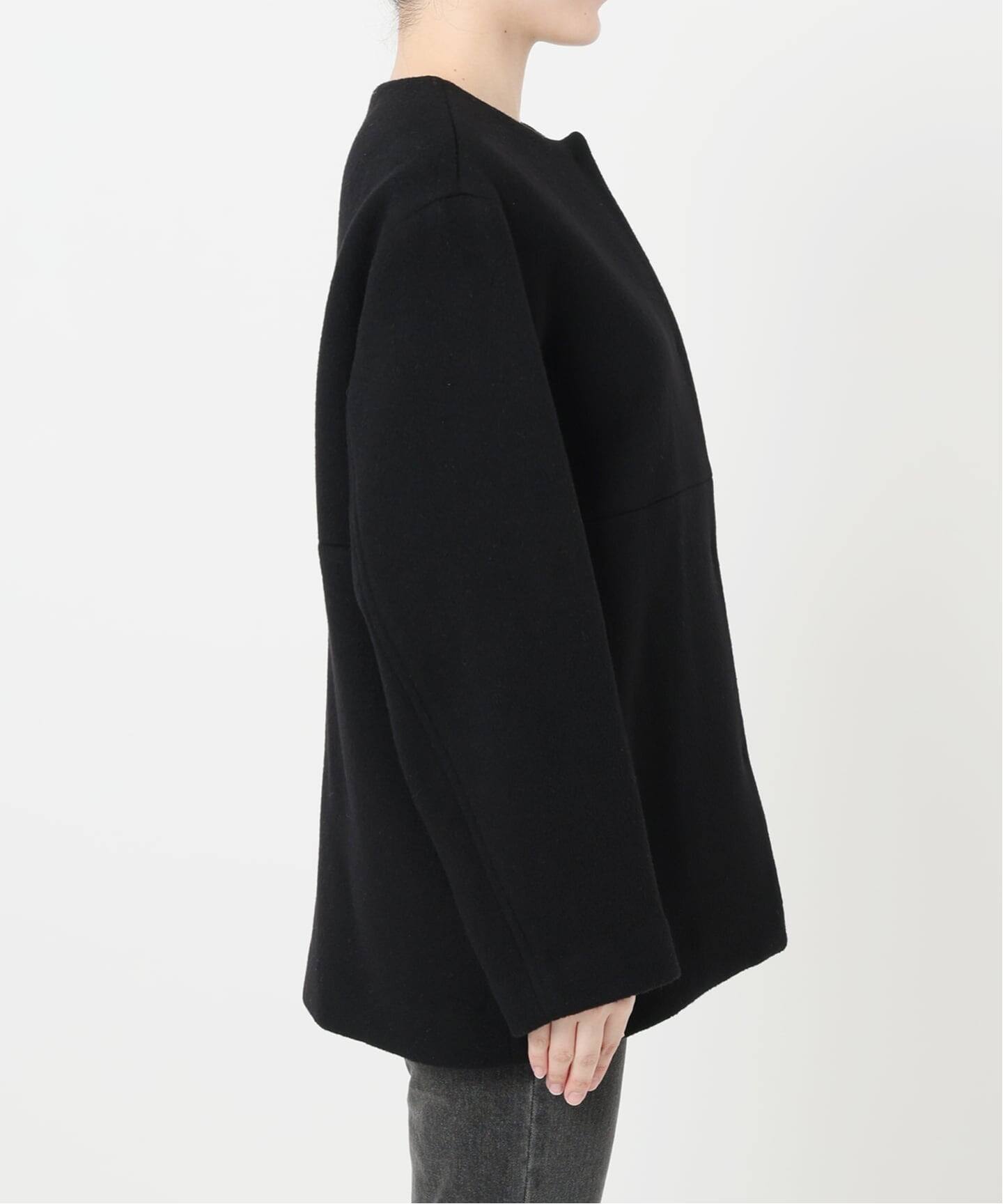 2023AW✨relume スーパーファインビーバークルーネックコート　ブラック 追加2》スーパーファインビーバークルーネックコート | ジャーナル