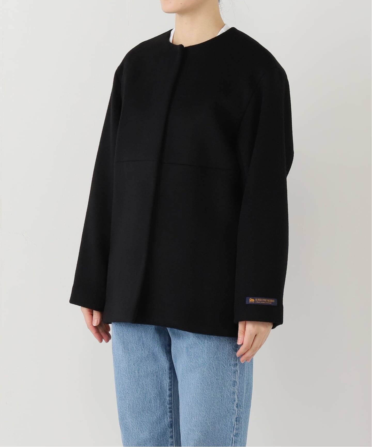 追加2》スーパーファインビーバークルーネックコート（ノーカラー