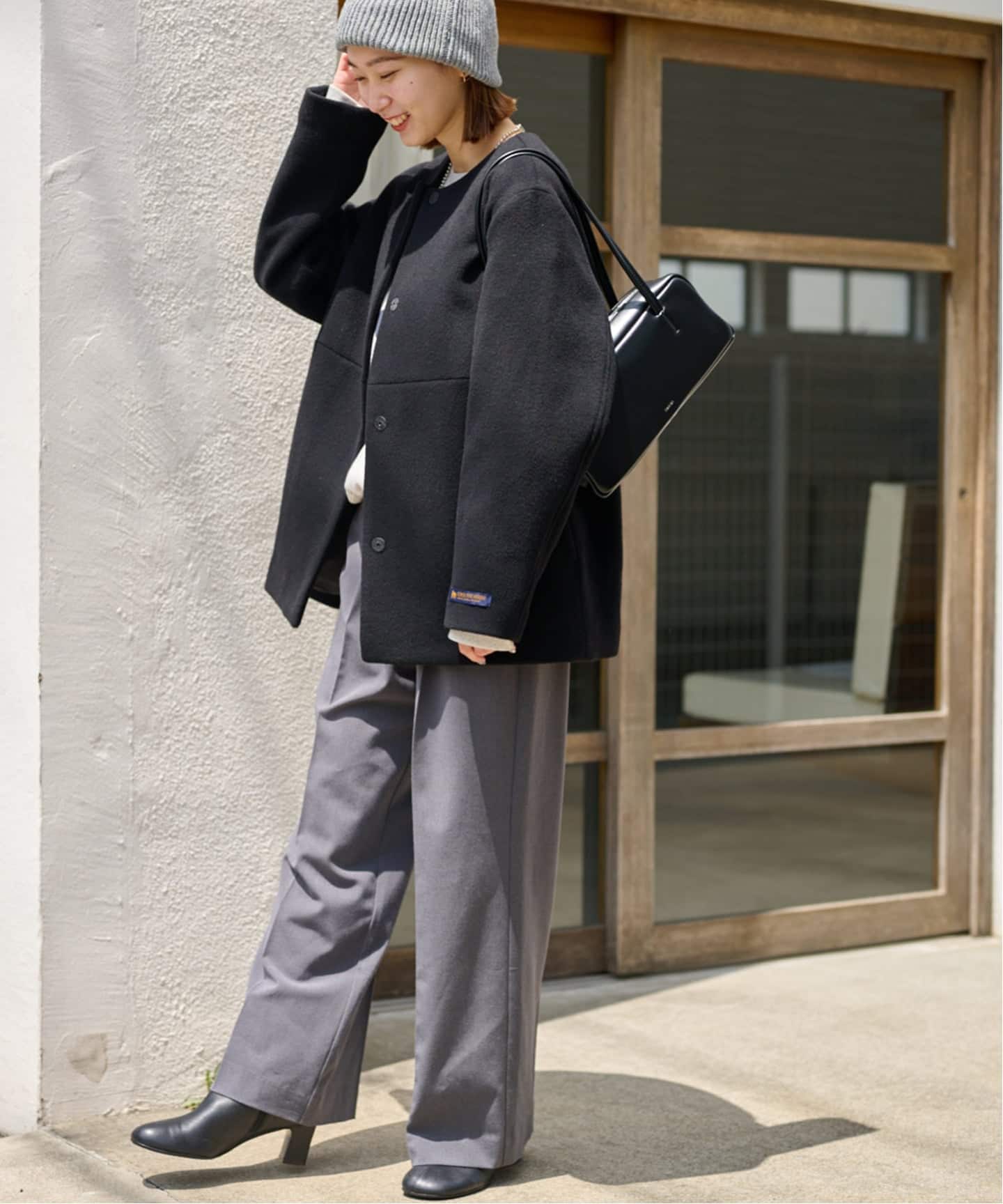 追加3》スーパーファインビーバークルーネックコート（ノーカラー