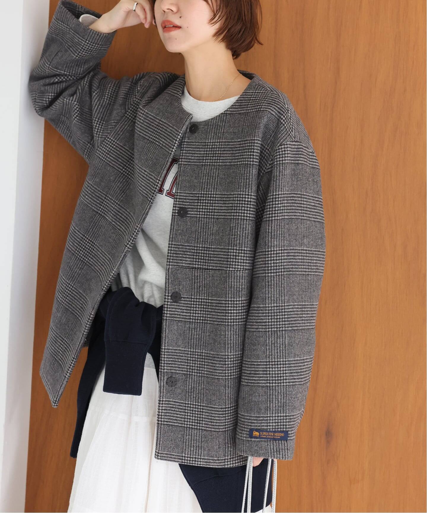 追加3》スーパーファインビーバークルーネックコート（ノーカラー