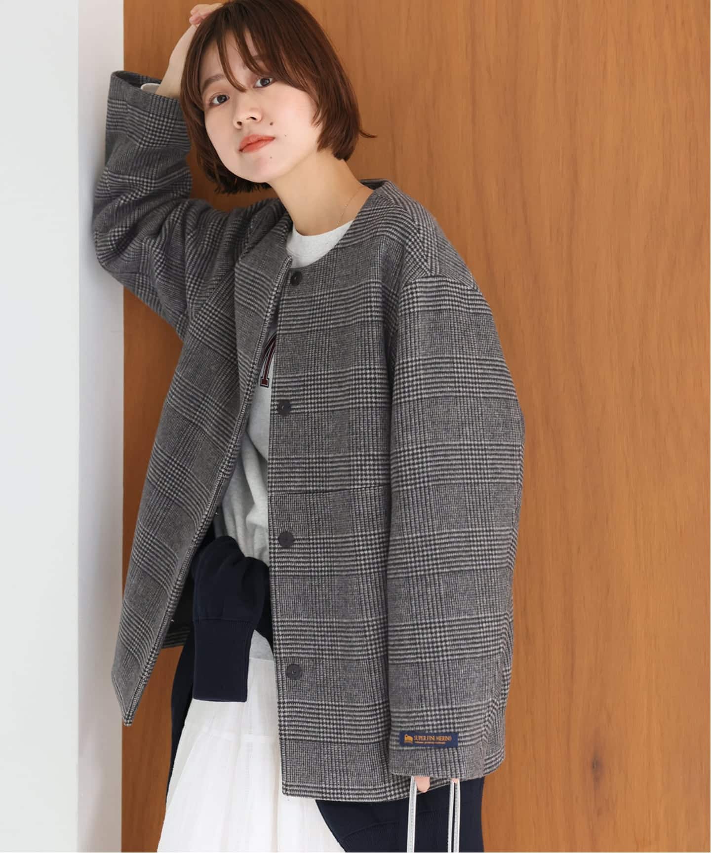 追加3》スーパーファインビーバークルーネックコート（ノーカラー