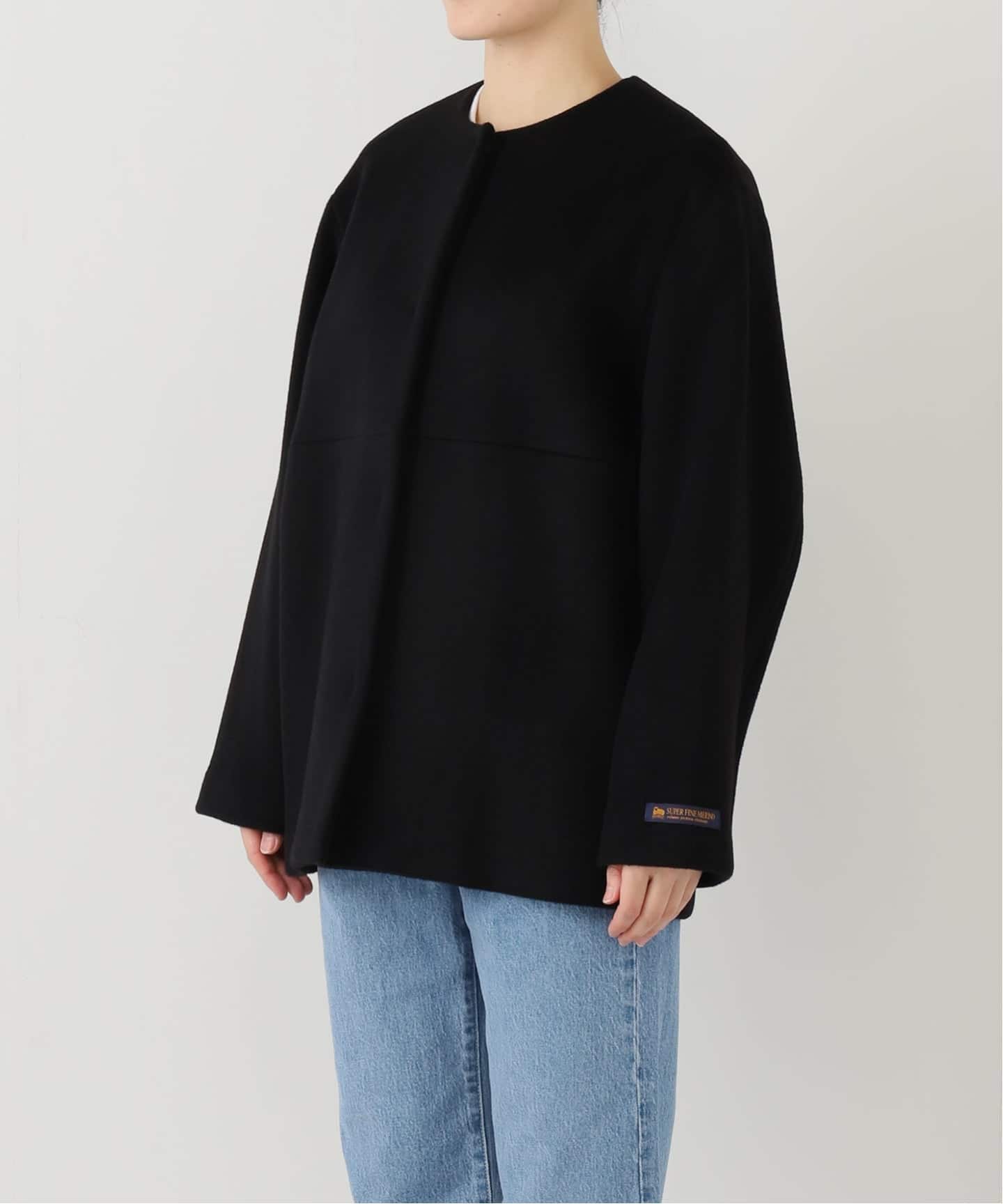 追加3》スーパーファインビーバークルーネックコート（ノーカラー