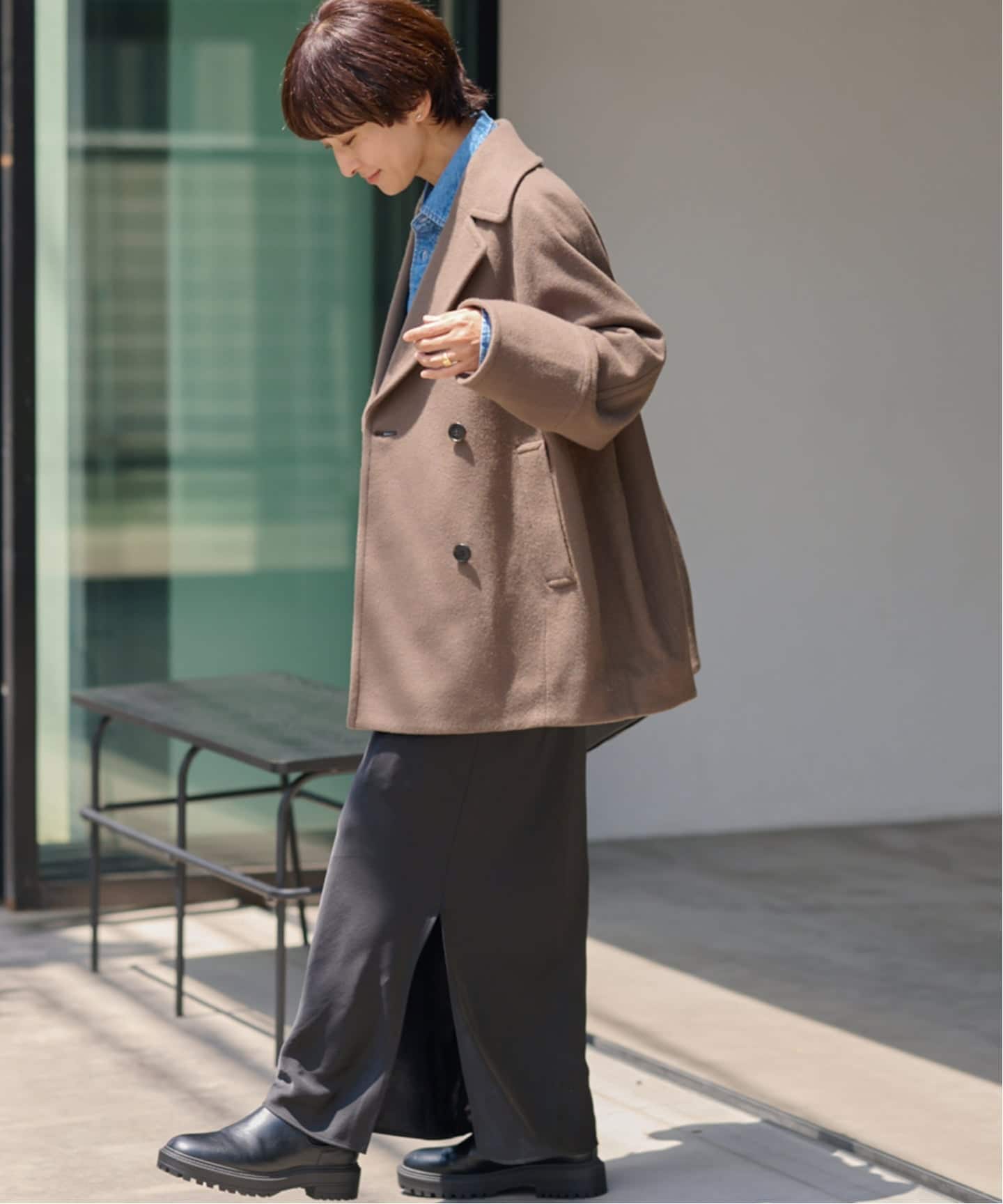 追加》尾州ウールスーパー100モッサPコート（ピーコート