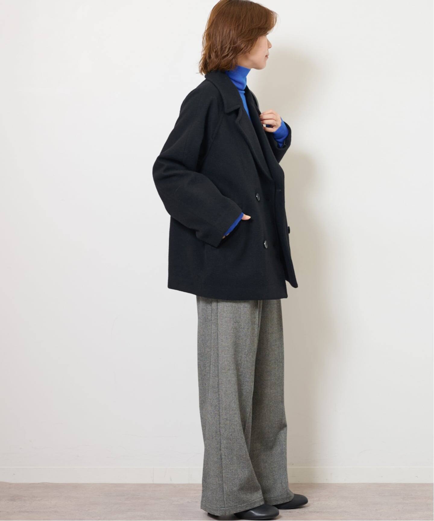 ジャーナルスタンダードrelume 尾州ウール ショートPコート 38 2024 JOURNAL STANDARD relume｜《WEB限定》尾州ウールショートPコート