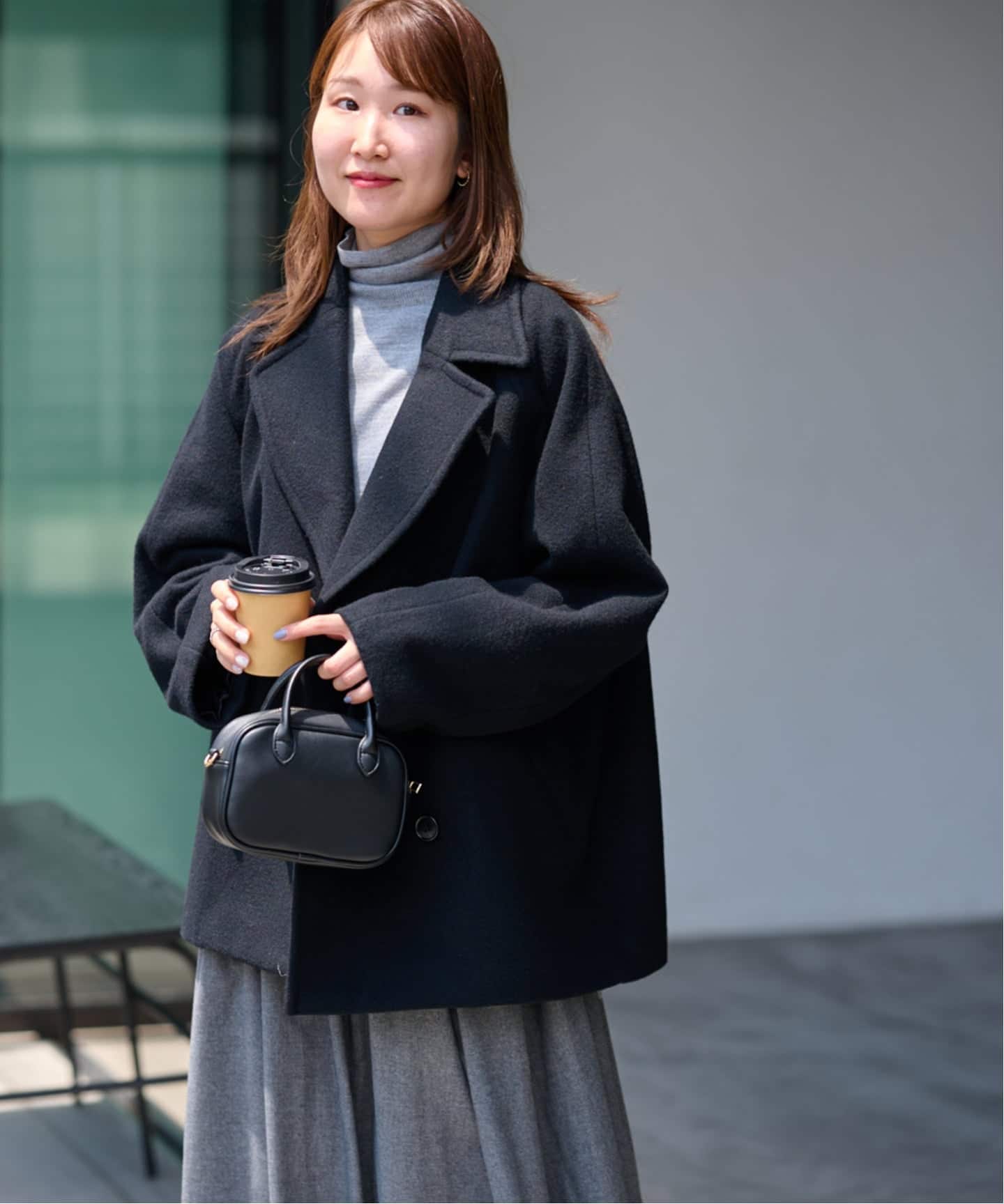 完売品 ジャーナルスタンダード 尾州ウール ショート Pコート ブラック 36 relume ◇ 尾州ウールショートPコート ブラック サイズ36 WEB限定