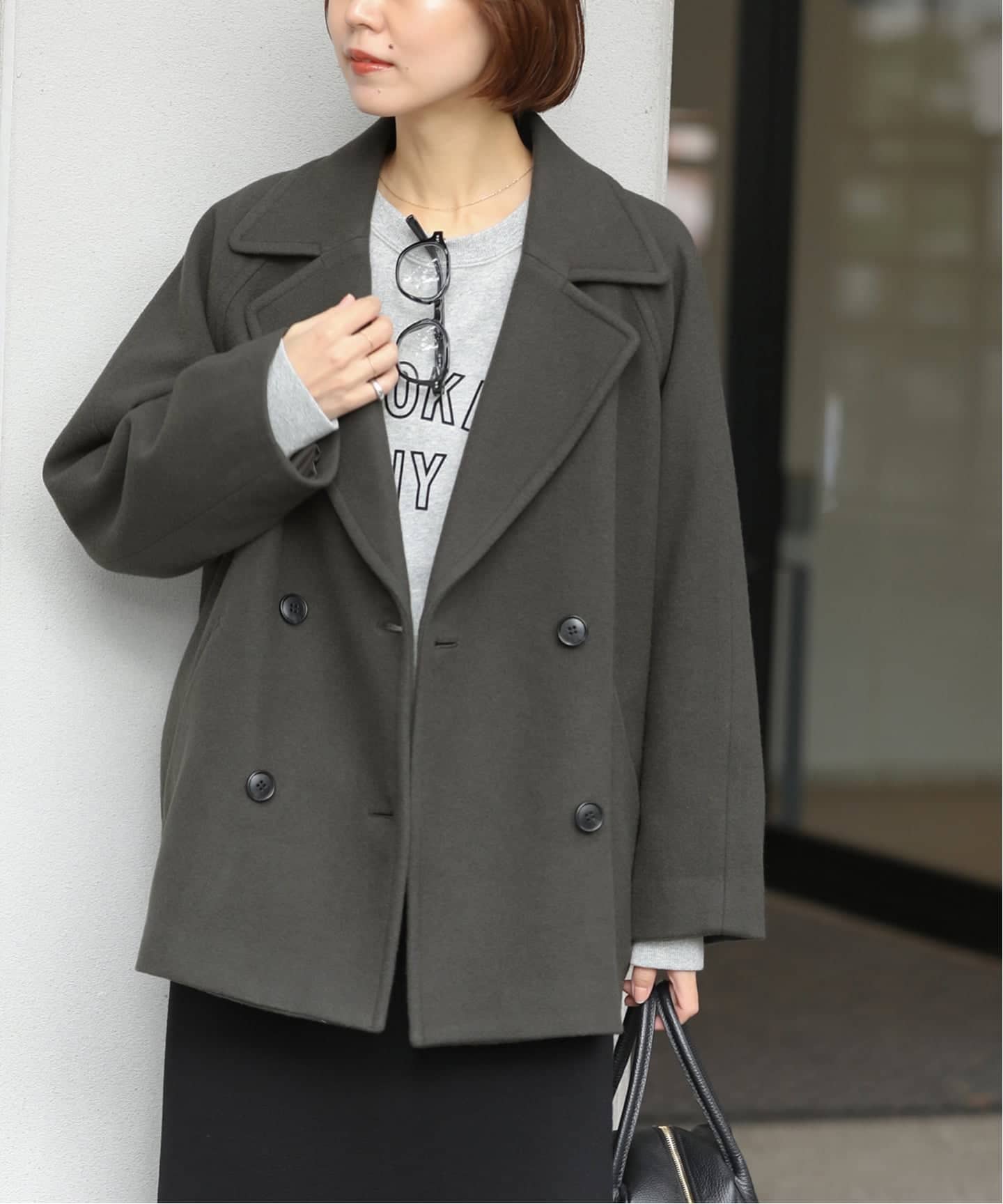 完売品 ジャーナルスタンダード 尾州ウール ショート Pコート ブラック 36 ジャーナルスタンダード レリューム JOURNAL STANDARD relume 《WEB