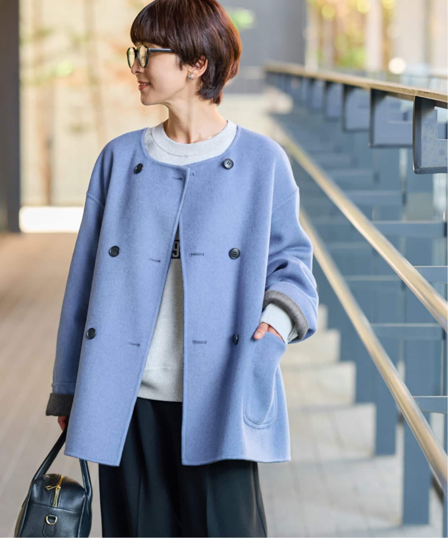 journal standard relume コート　レディース グレー 予約》［25AW新作 / 新色］リバーシブルノーカラーショート