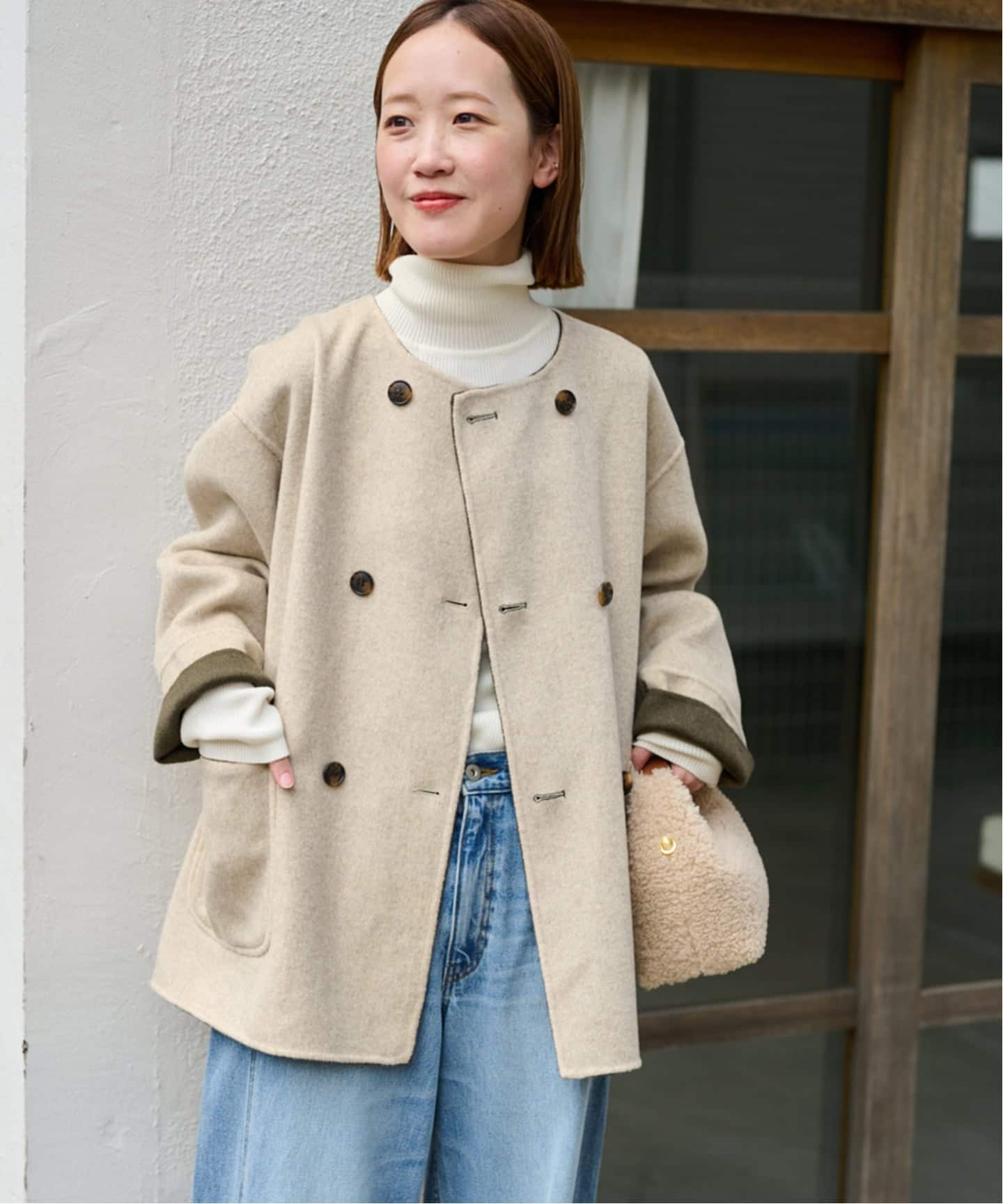 JOURNAL STANDARD relume ノーカラーコートブラウン 38 JOURNAL STANDARD relume ノーカラーコートブラウン 38