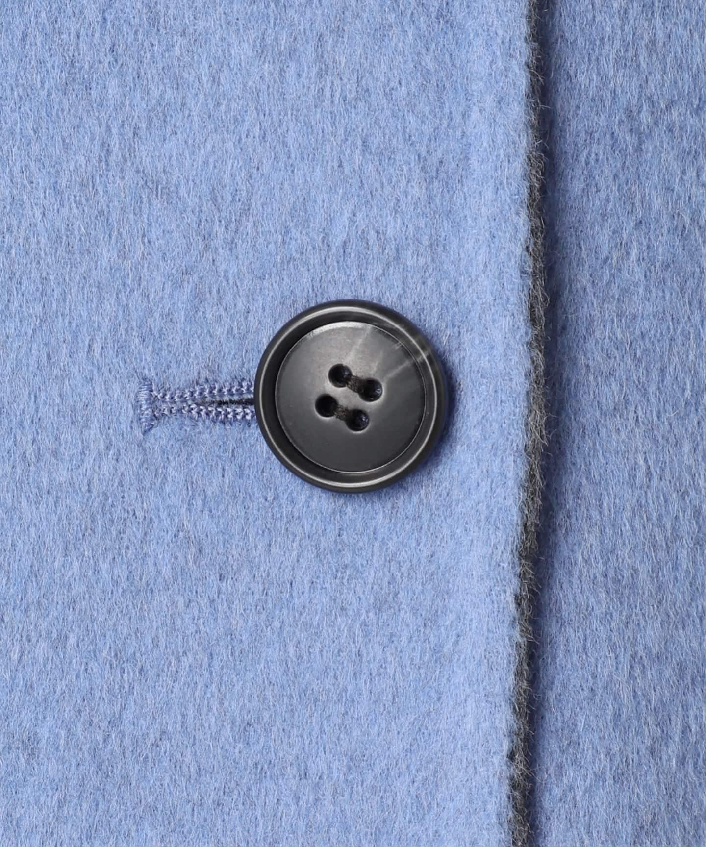 新色》リバーシブルノーカラーショートコート（ノーカラーコート