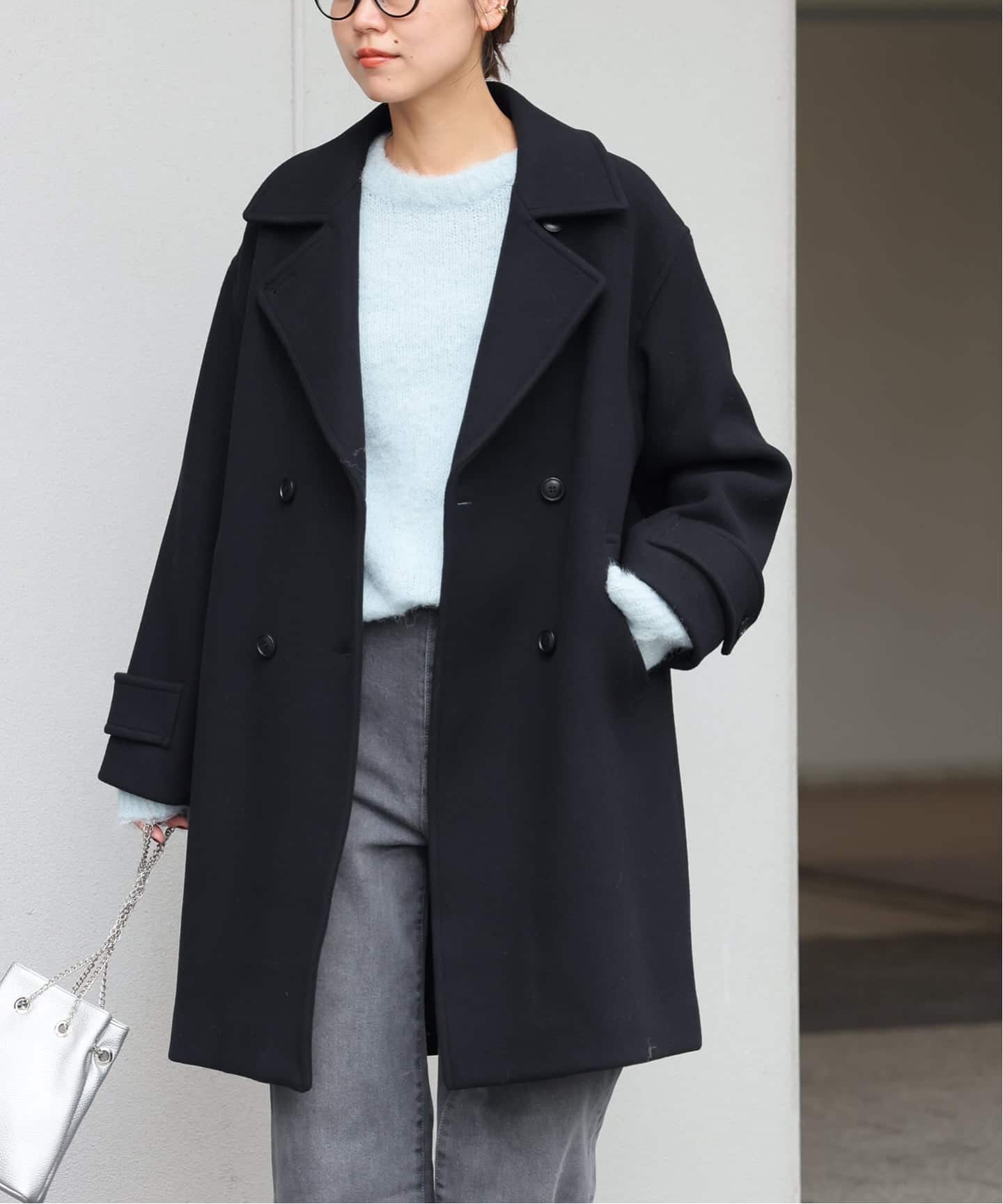 2024AW✨ relume ピュアラムロングコクーンコート　グレー　36 追加予約》ピュアラムロングコクーンコート（ピーコート）｜JOURNAL