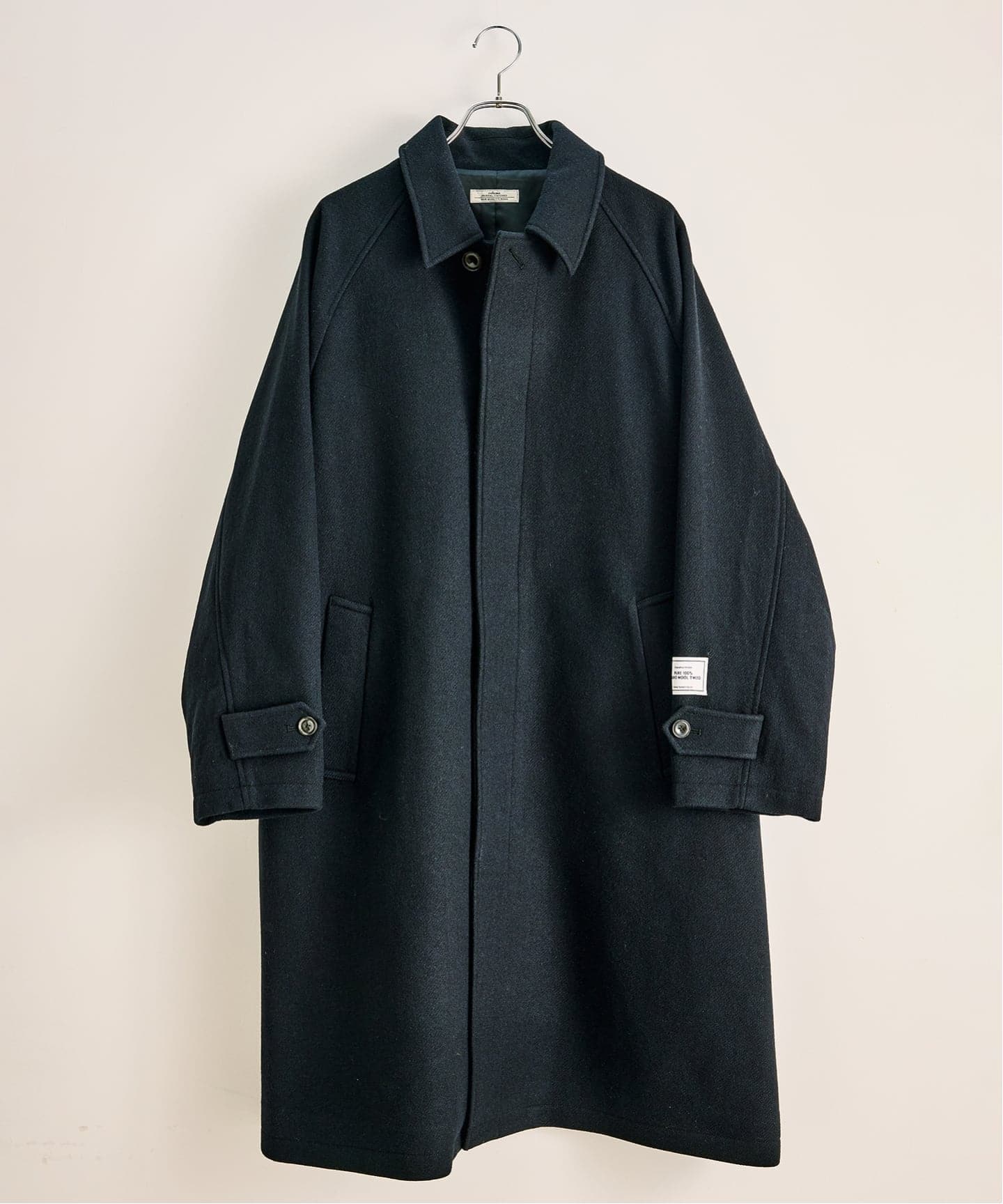 カシミヤ100％ ウール ステンカラー コート ロング バルマカーン