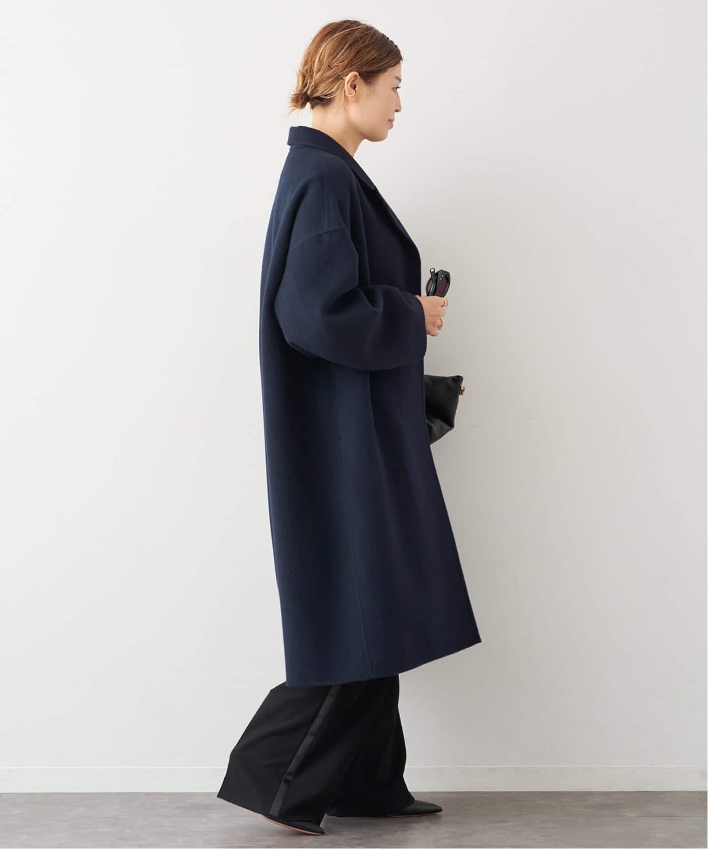 ウールアンゴラリバーコート　ブラック 予約》*ウールアンゴラ リバーコート（チェスターコート