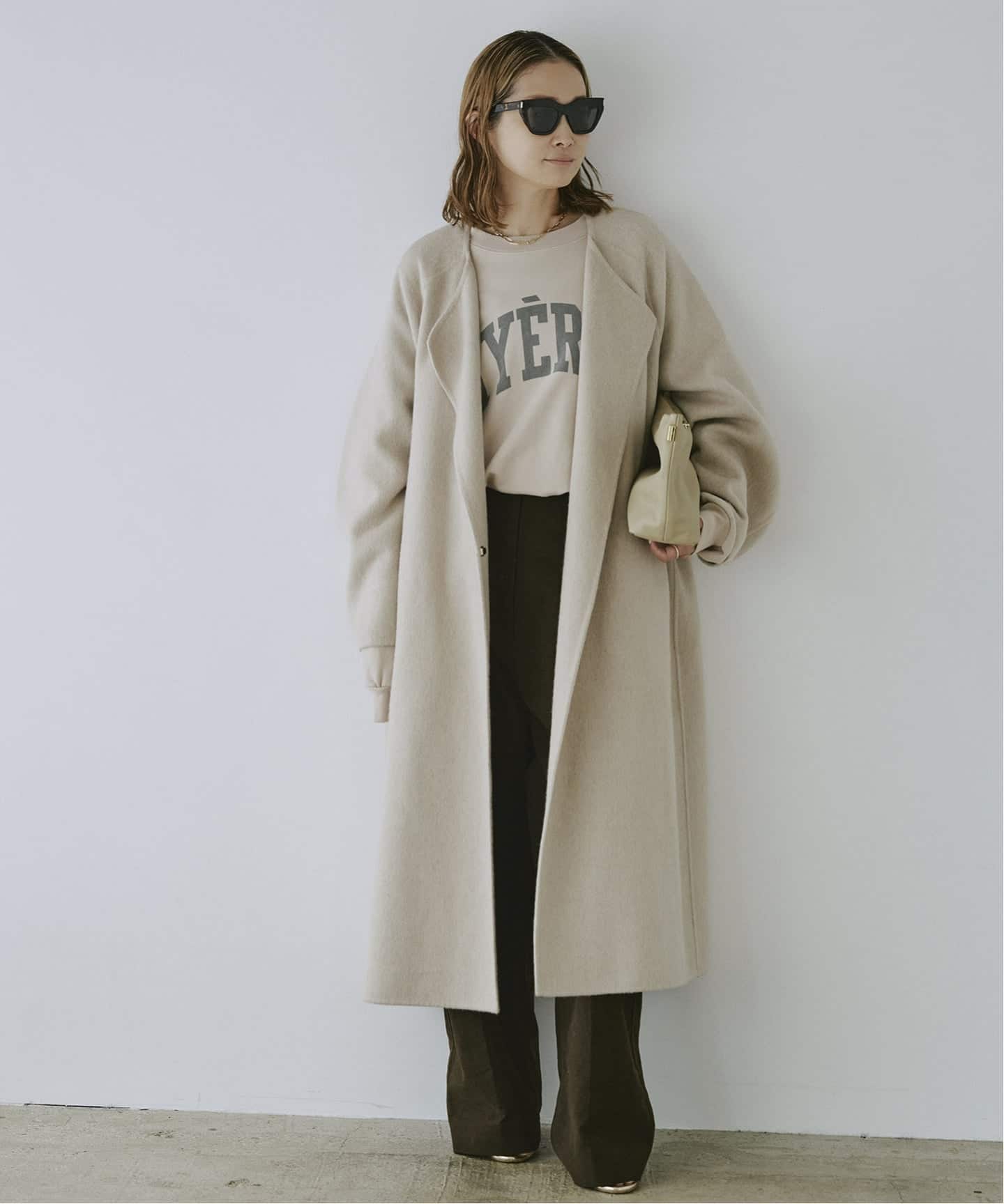 MUSE de Deuxieme Classe　ウール ノーカラーコート 予約》*ウールアンゴラ ノーカラーコート（ノーカラーコート