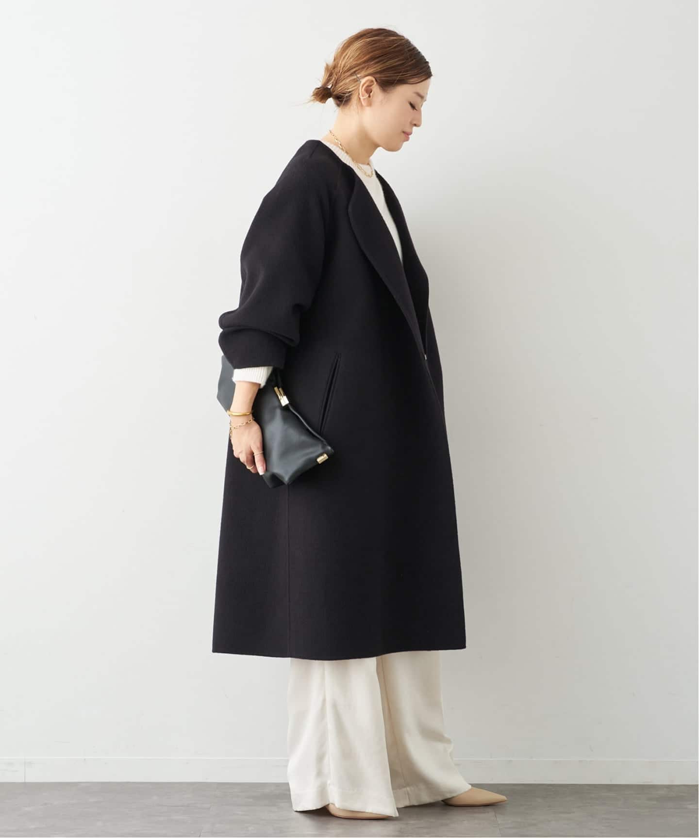 ウールアンゴラ ノーカラーコート（ノーカラーコート）｜Deuxieme