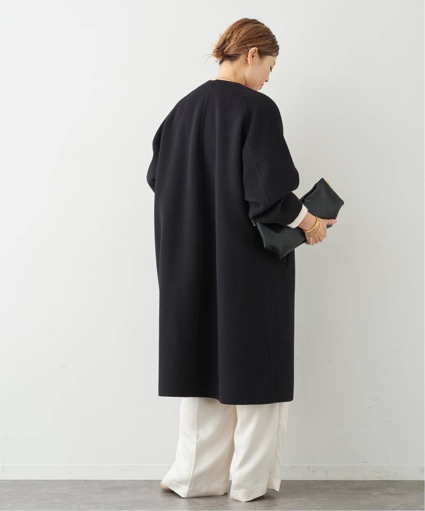 ウールアンゴラ ノーカラーコート（ノーカラーコート）｜Deuxieme