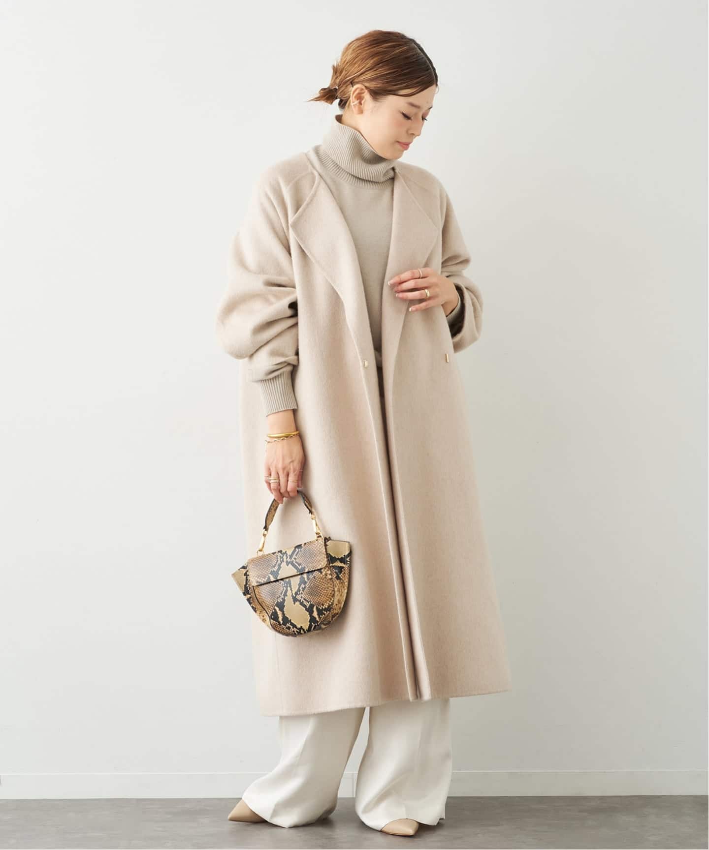 ドゥーズィエムクラス　CaRouseLamBRaノーカラーコート 予約》*ウールアンゴラ ノーカラーコート（ノーカラーコート