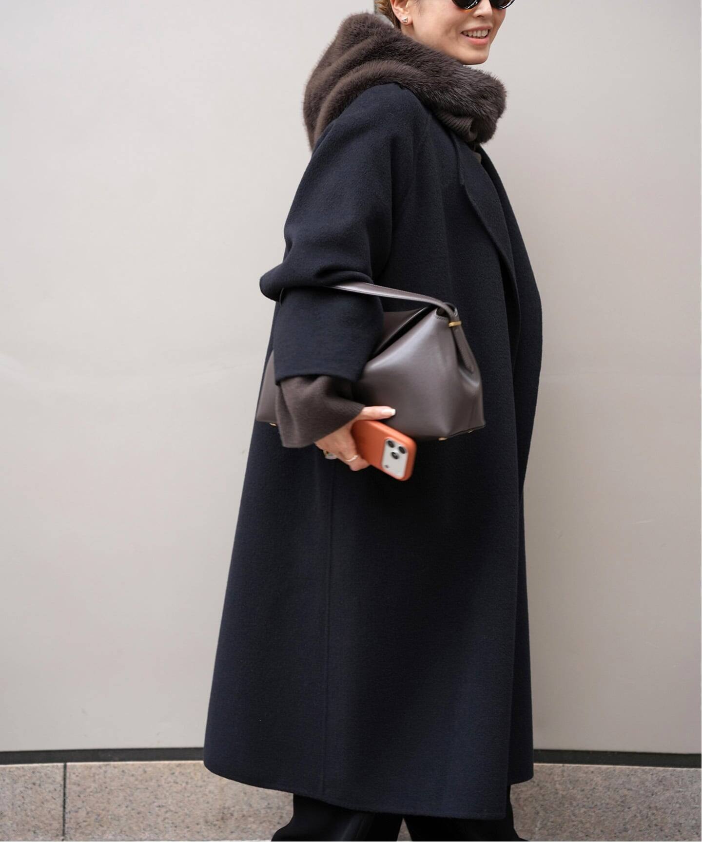 ウールアンゴラ ノーカラーコート（ノーカラーコート）｜Deuxieme