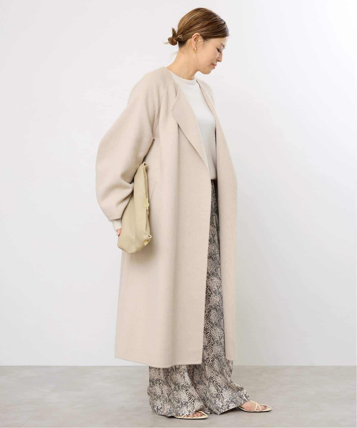 ウールアンゴラ ノーカラーコート（ノーカラーコート）｜Deuxieme