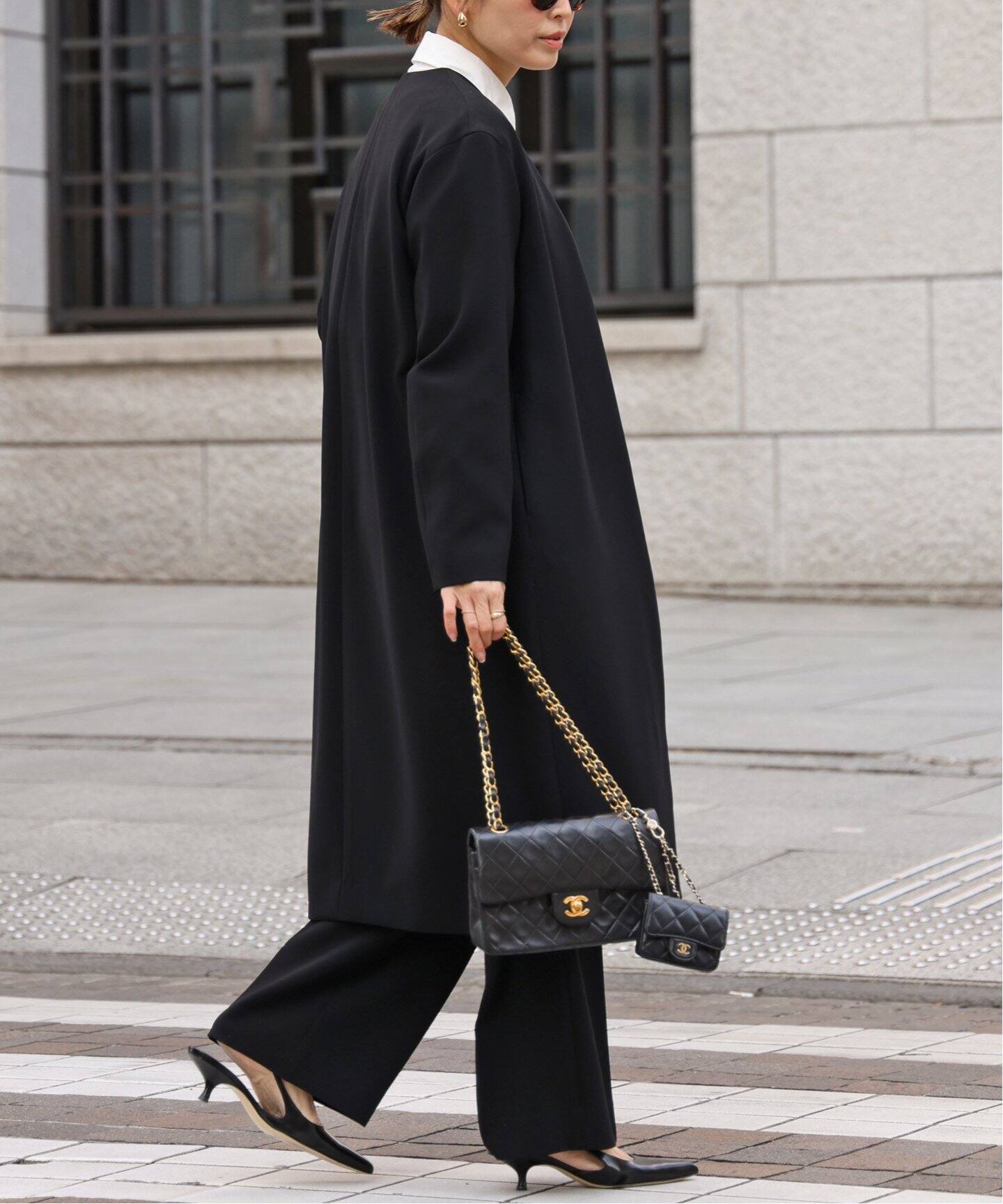 トリアセジョーゼット Vネック コート（ノーカラーコート）｜Deuxieme  