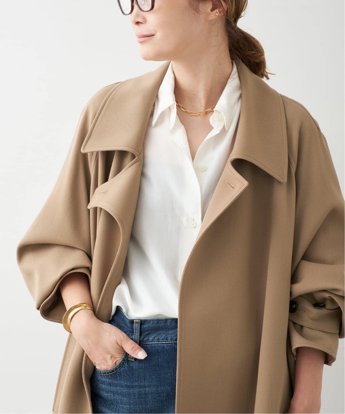 極美品✨定価6.7万　22SS　ドゥーズィエムクラス　リネントレンチコート　茶 セール】 〔 +サイズ 〕 Convertible Trench レイヤードコート