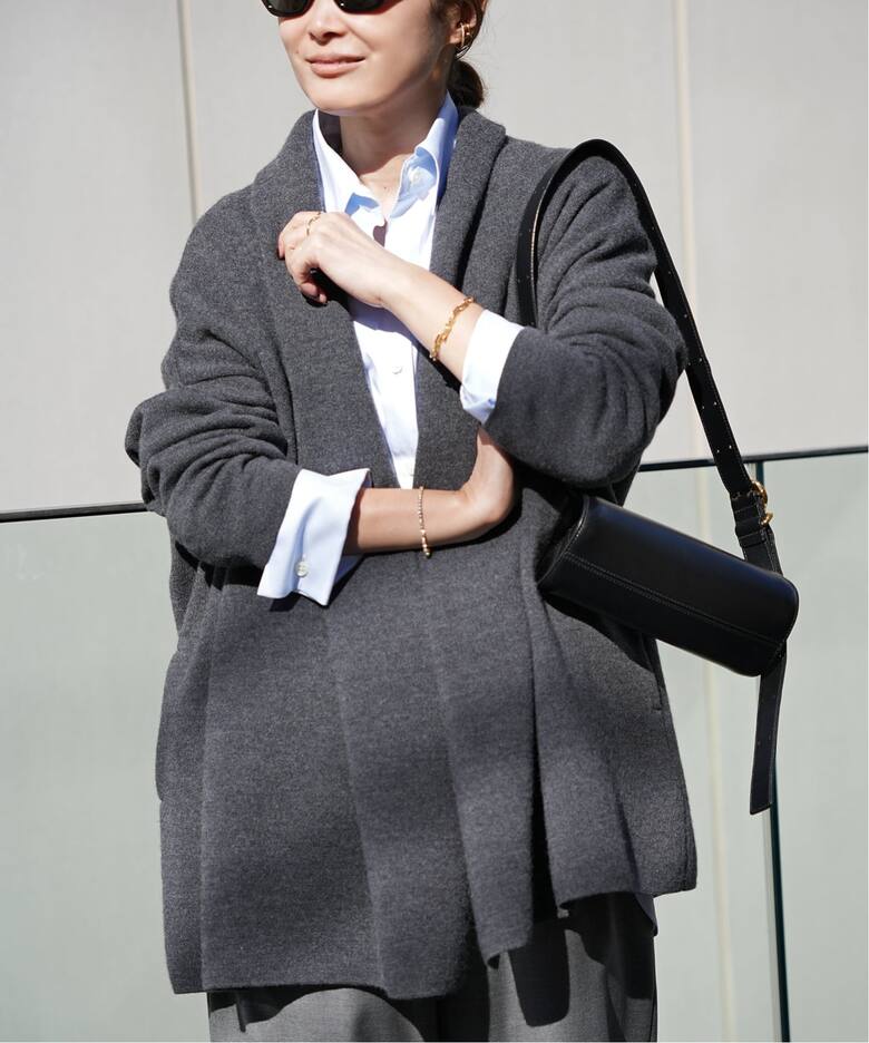 スムース ニットガウン ショートコート（その他ブルゾン／アウター  