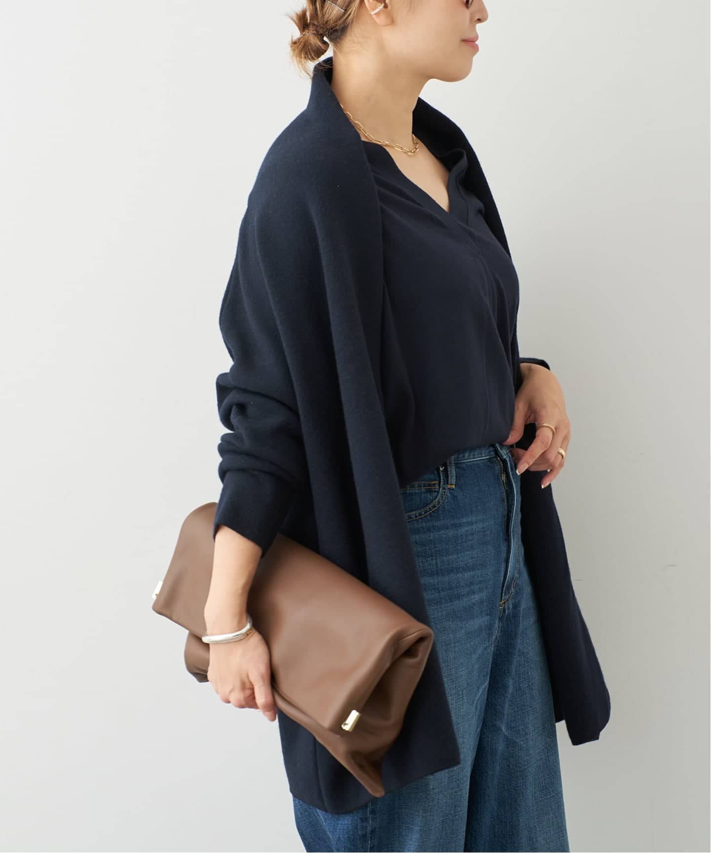 23AW✨ミューズドゥーズィエムクラス スムースニットガウンミディコート 紺 Deuxieme Classe（ドゥーズィエムクラス）の「《予約》スムース