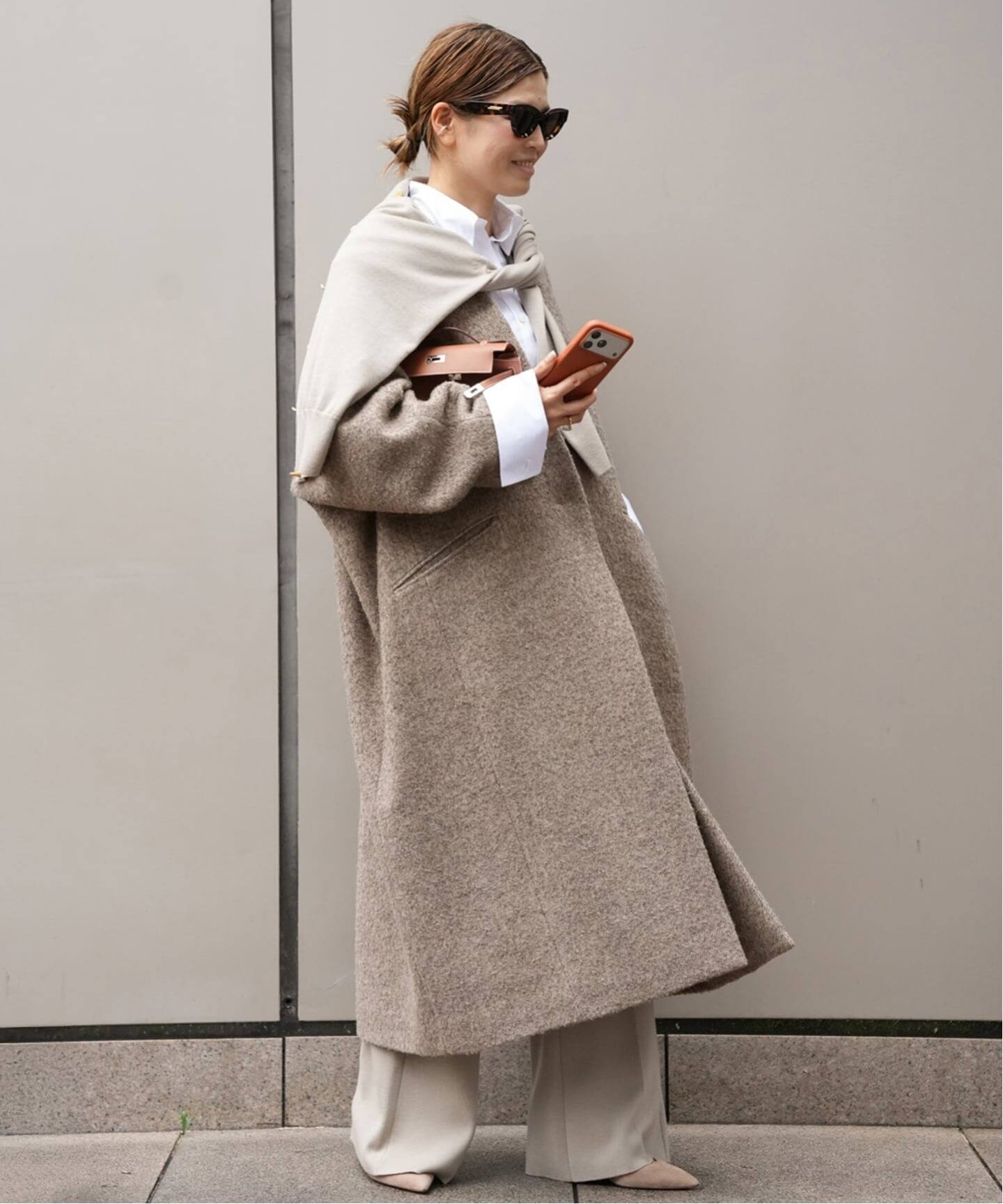 ドゥーズィエムクラス　CaRouseLamBRaノーカラーコート LIBERADD/リベラド】WOOL OVER COAT（ノーカラーコート）｜Deuxieme