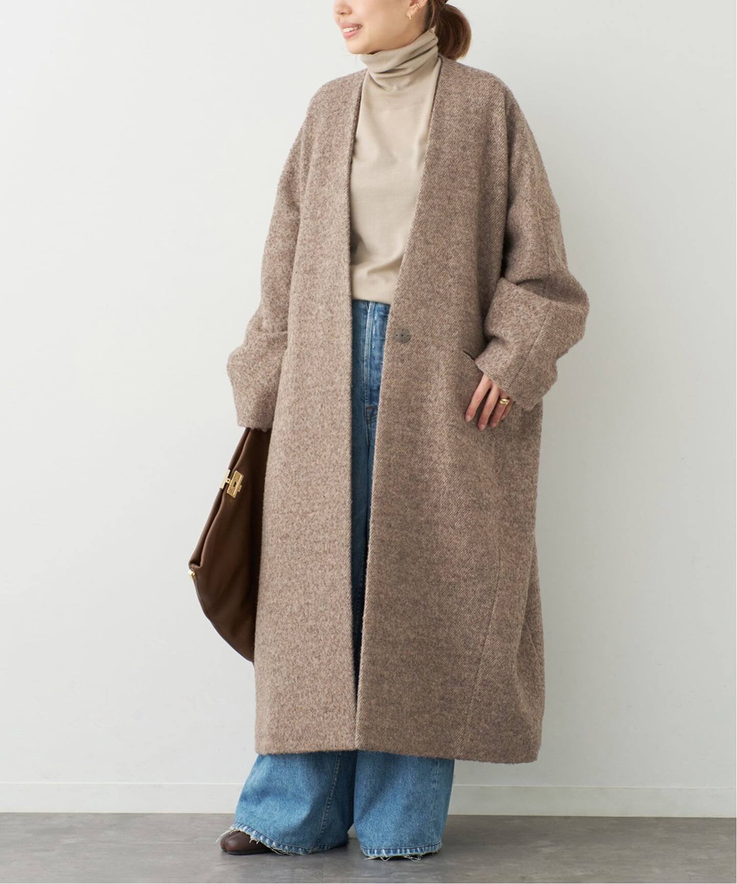tenko5884 LIBERADDリベラドWOOL OVER COAT LIBERADD/リベラド】WOOL OVER COAT（ノーカラーコート）｜Deuxieme