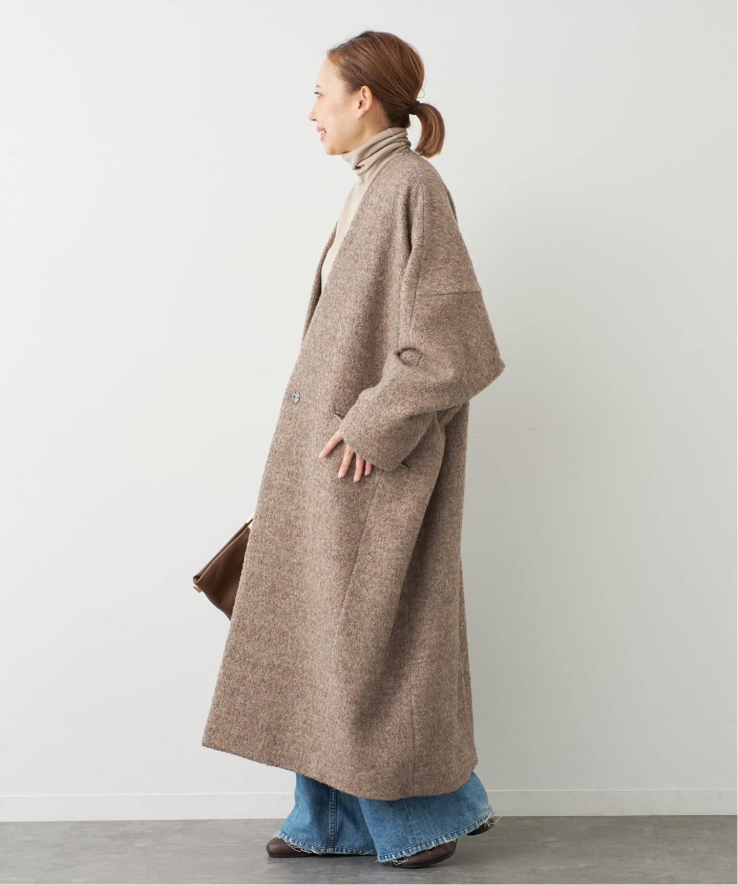 LIBERADD/リベラド】WOOL OVER COAT（ノーカラーコート）｜Deuxieme