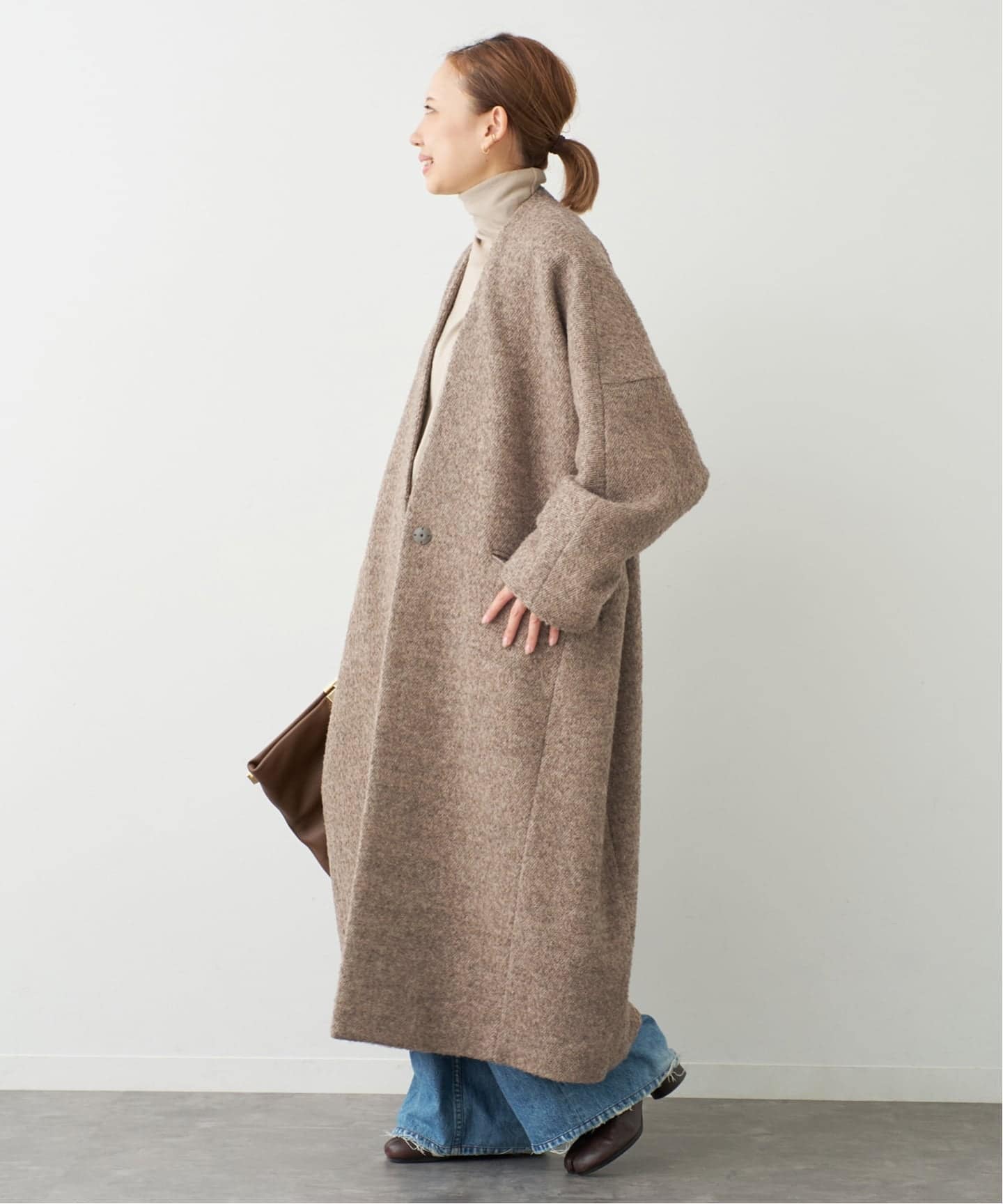 Deuxieme Classe✨ウール二重織ノーカラーコート ウールアンゴラ ノーカラーコート（ノーカラーコート）｜Deuxieme