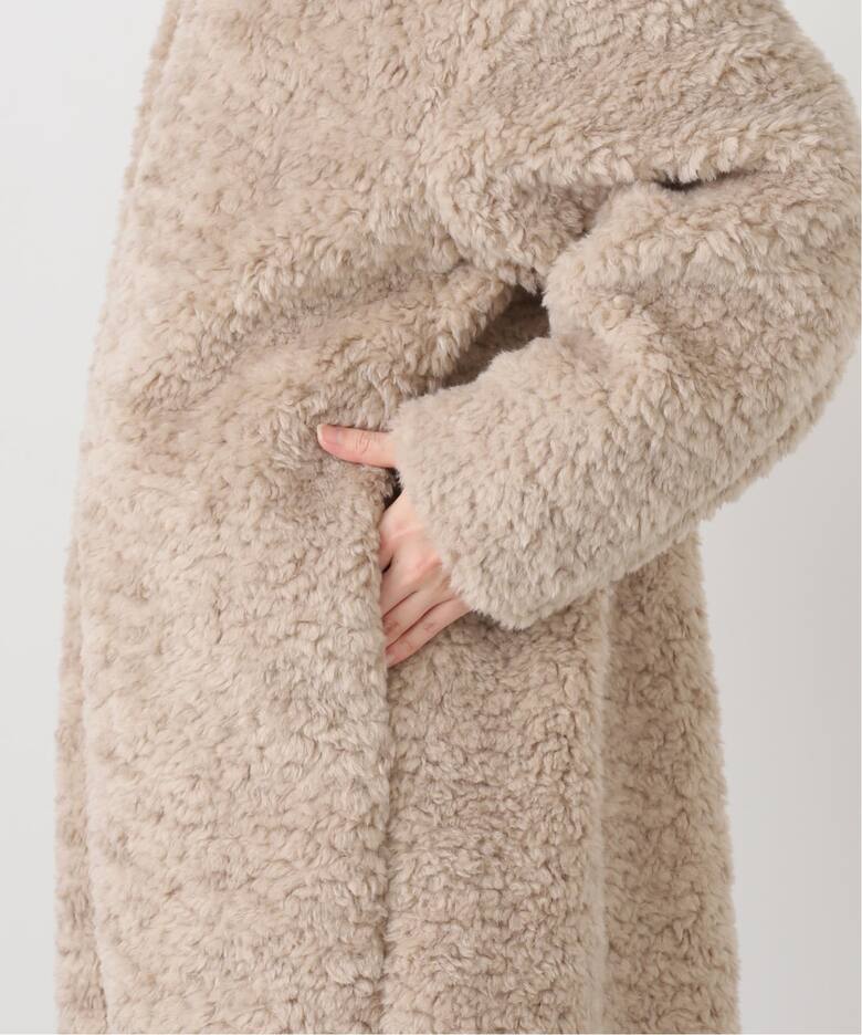 CREW NECK ECO FUR COAT（その他ブルゾン／アウター）｜L