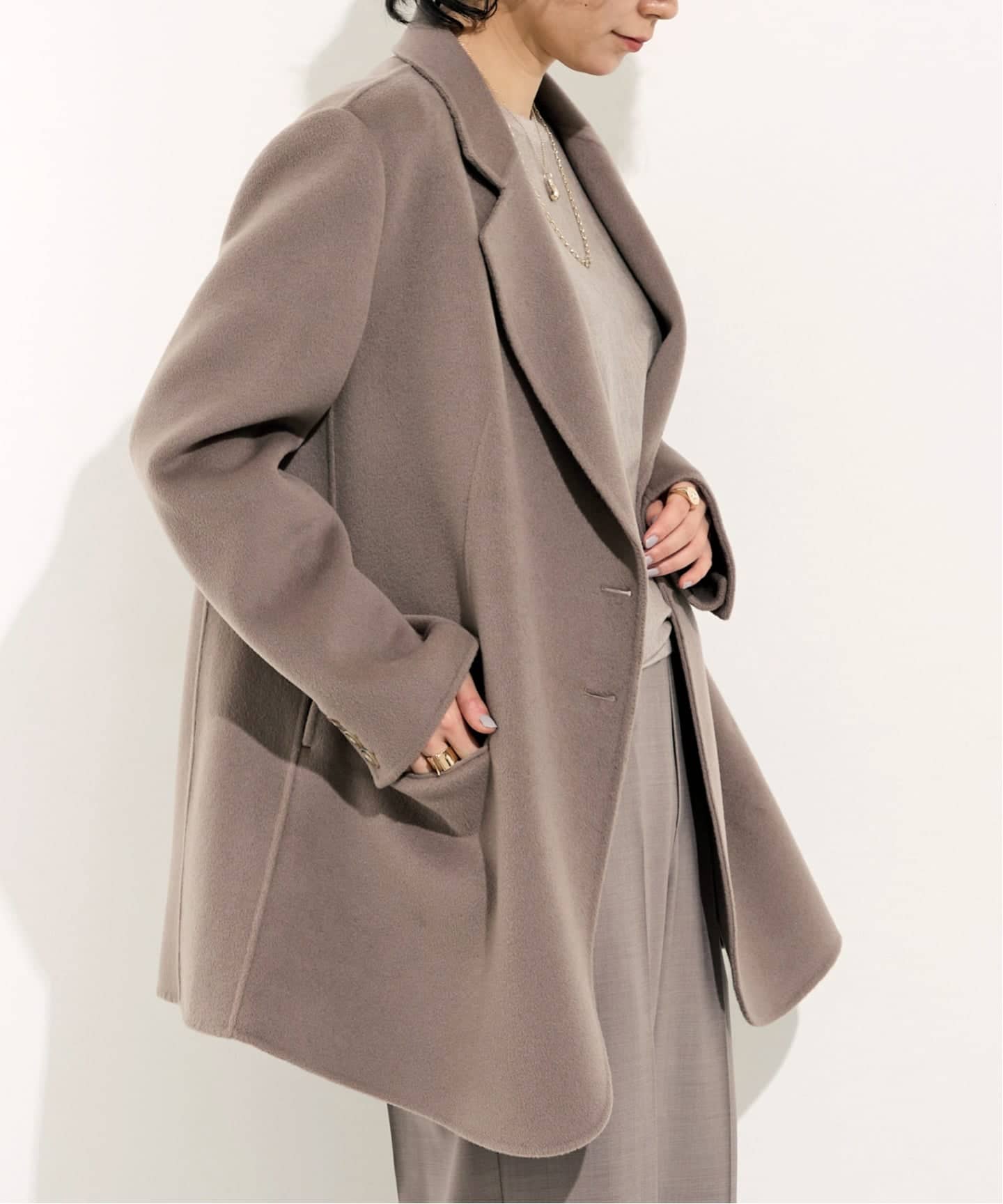 予約》【LOU ANDREA/ルーアンドレア】DOUBLE FACE JACKET COAT