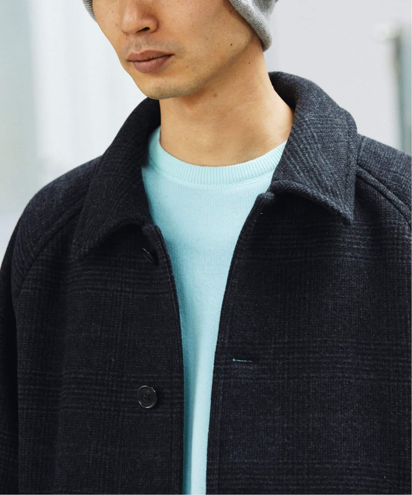 スーパー140 ウールモッサ オーバー マック コート（ステンカラー