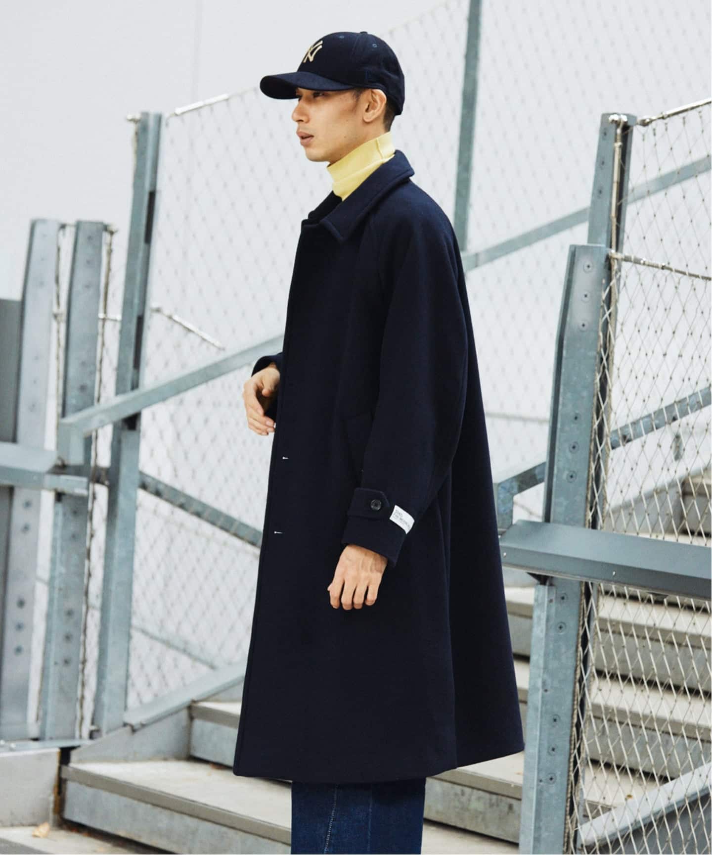 スーパー140 ウールモッサ オーバー マック コート（ステンカラー