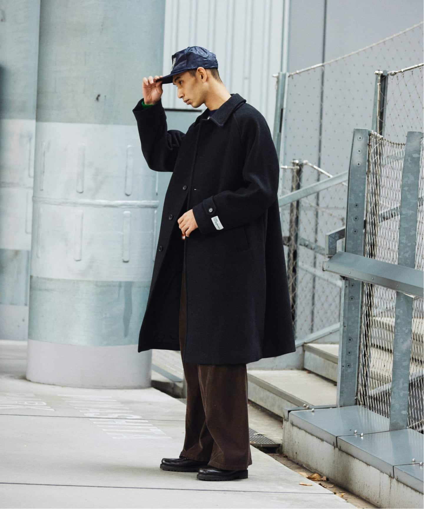 スーパー140 ウールモッサ オーバー マック コート（ステンカラー