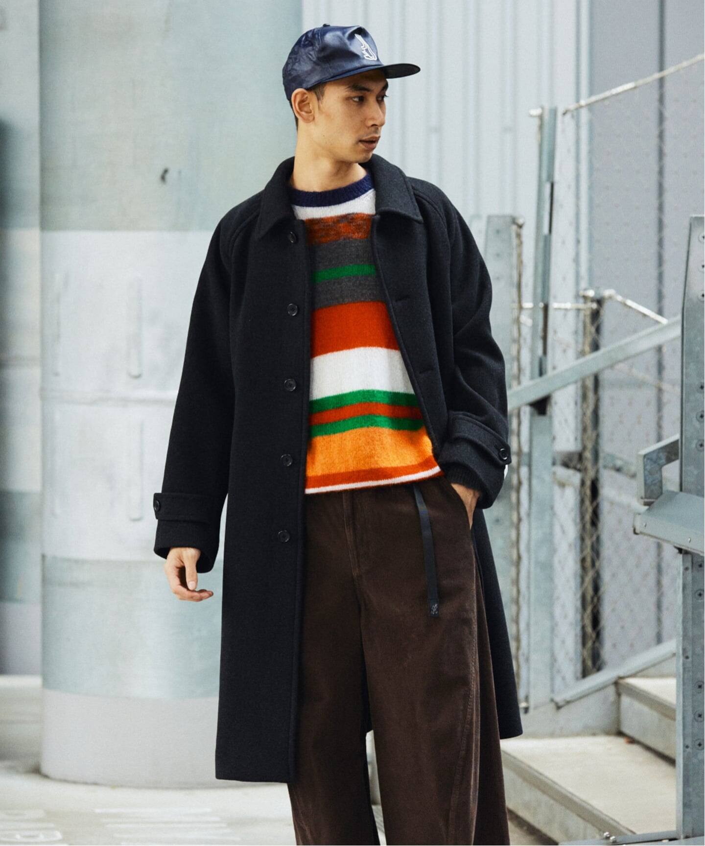 スーパー140 ウールモッサ オーバー マック コート（ステンカラー