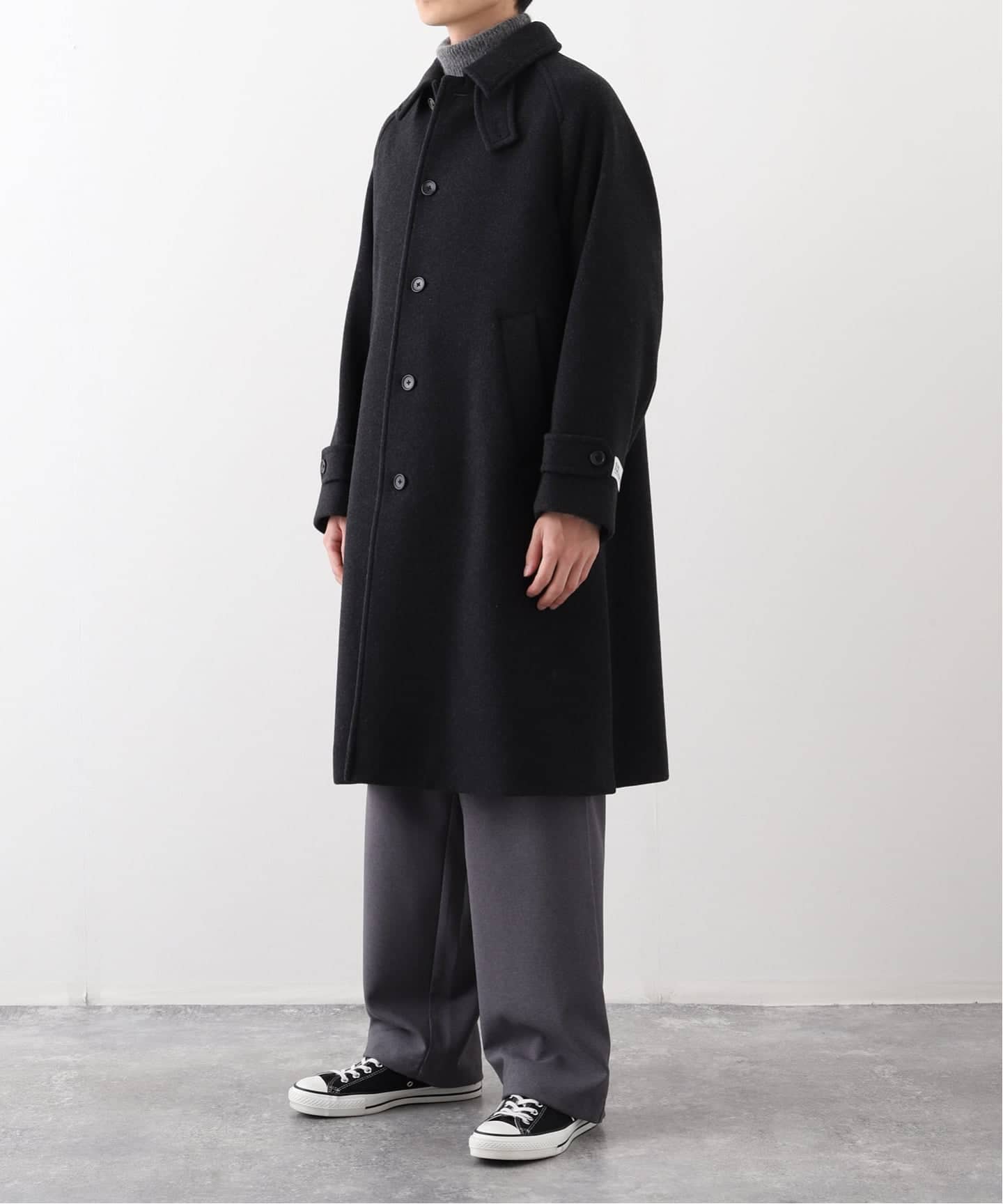 スーパー140 ウールモッサ オーバー マック コート（ステンカラー