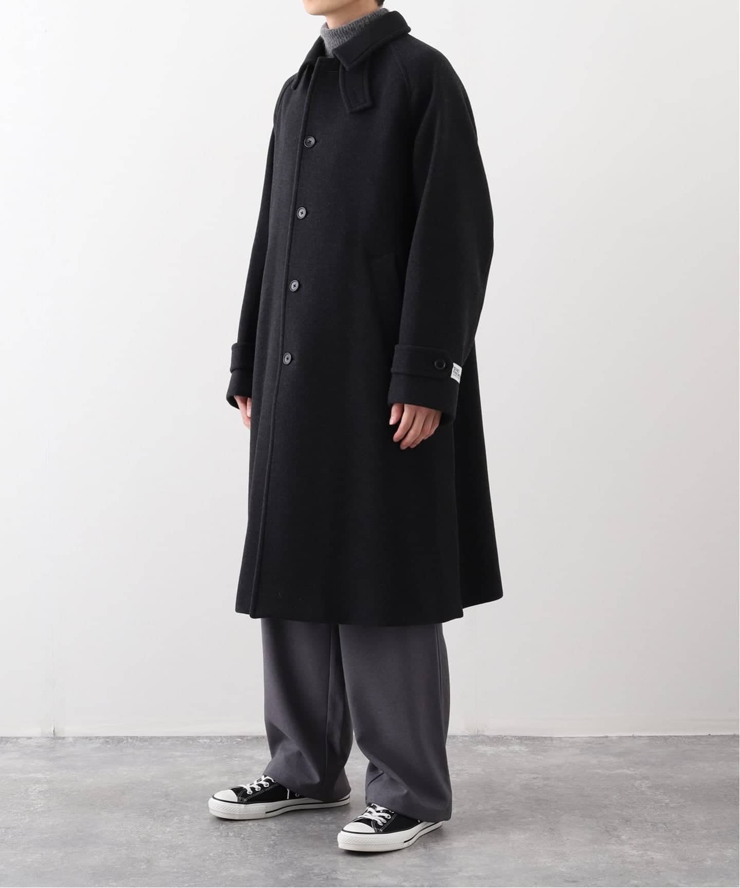 スーパー140 ウールモッサ オーバー マック コート（ステンカラー