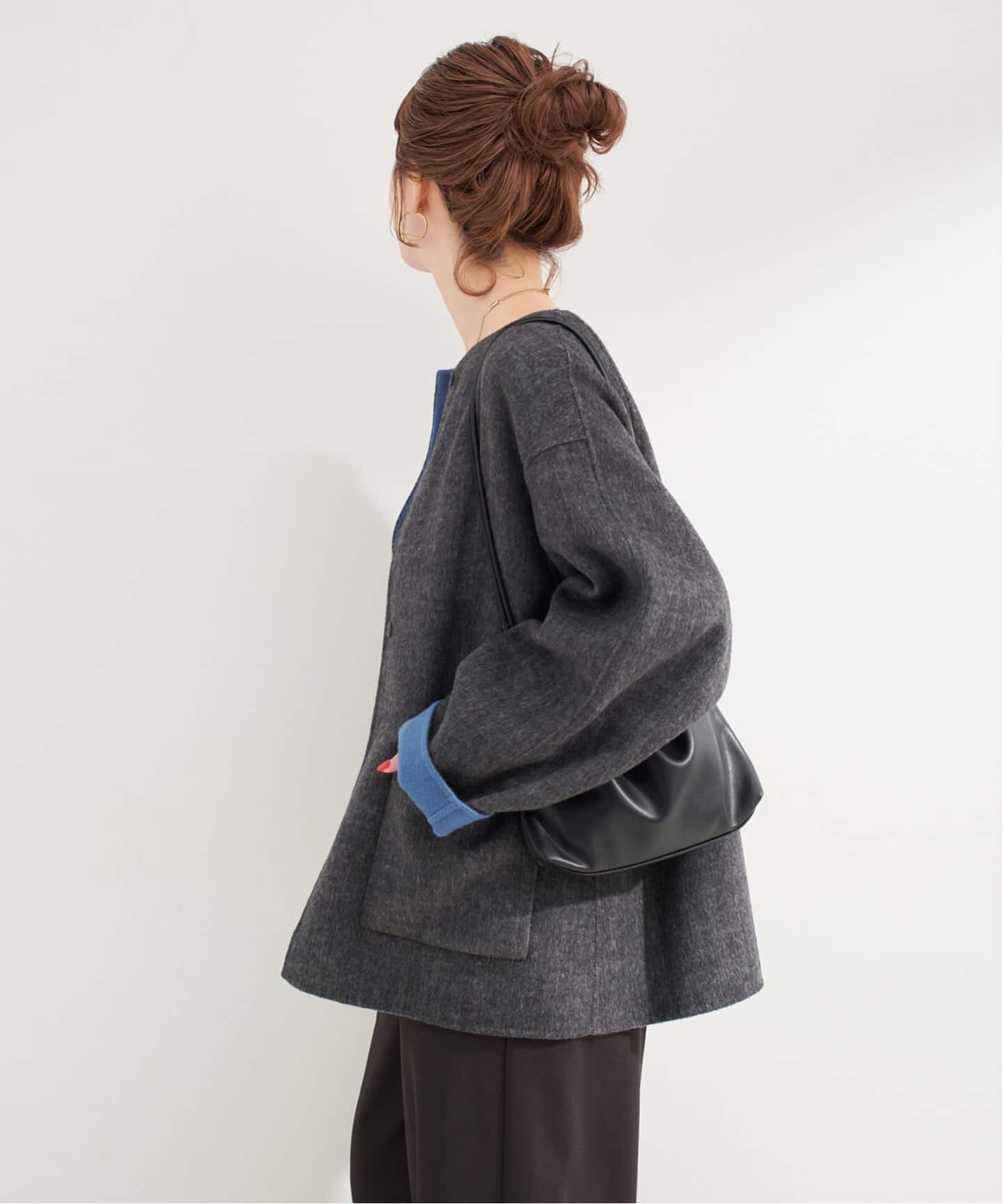 S120ブレンドショート丈リバーシブルコート（ノーカラーコート