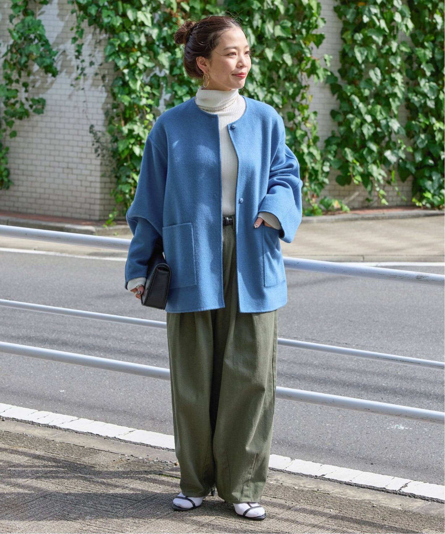 S120ブレンドショート丈リバーシブルコート（ノーカラーコート）｜B.C 