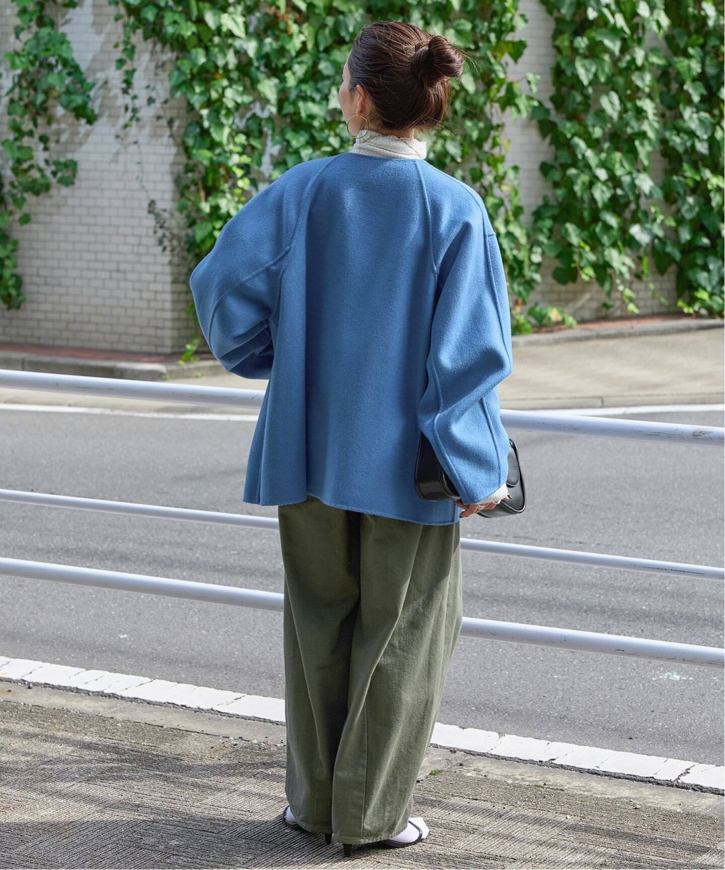 S120ブレンドショート丈リバーシブルコート（ノーカラーコート）｜B.C