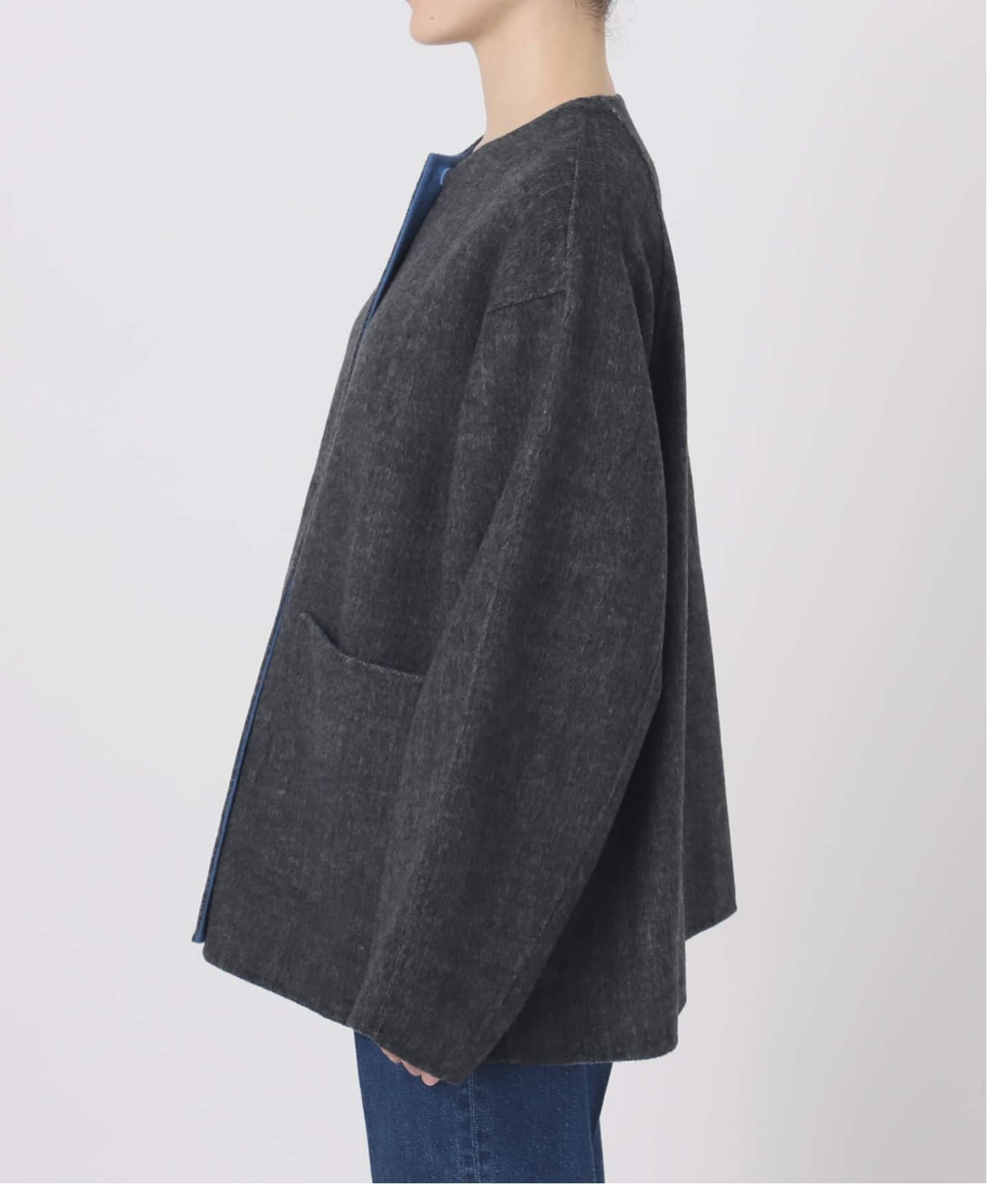 S120ブレンドショート丈リバーシブルコート（ノーカラーコート）｜B.C