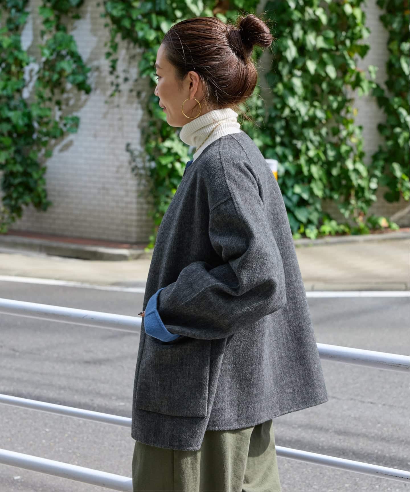 追加》S120ブレンドショート丈リバーシブルコート（ノーカラーコート