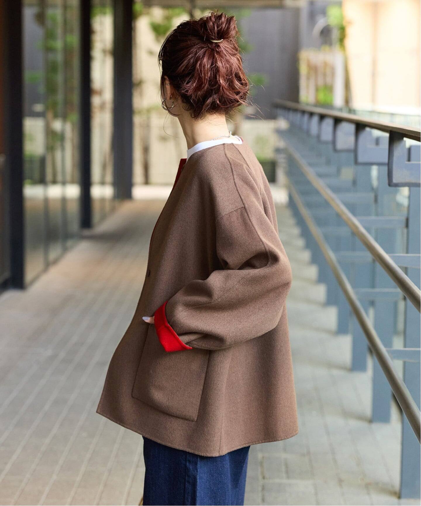 追加》S120ブレンドショート丈リバーシブルコート（ノーカラーコート