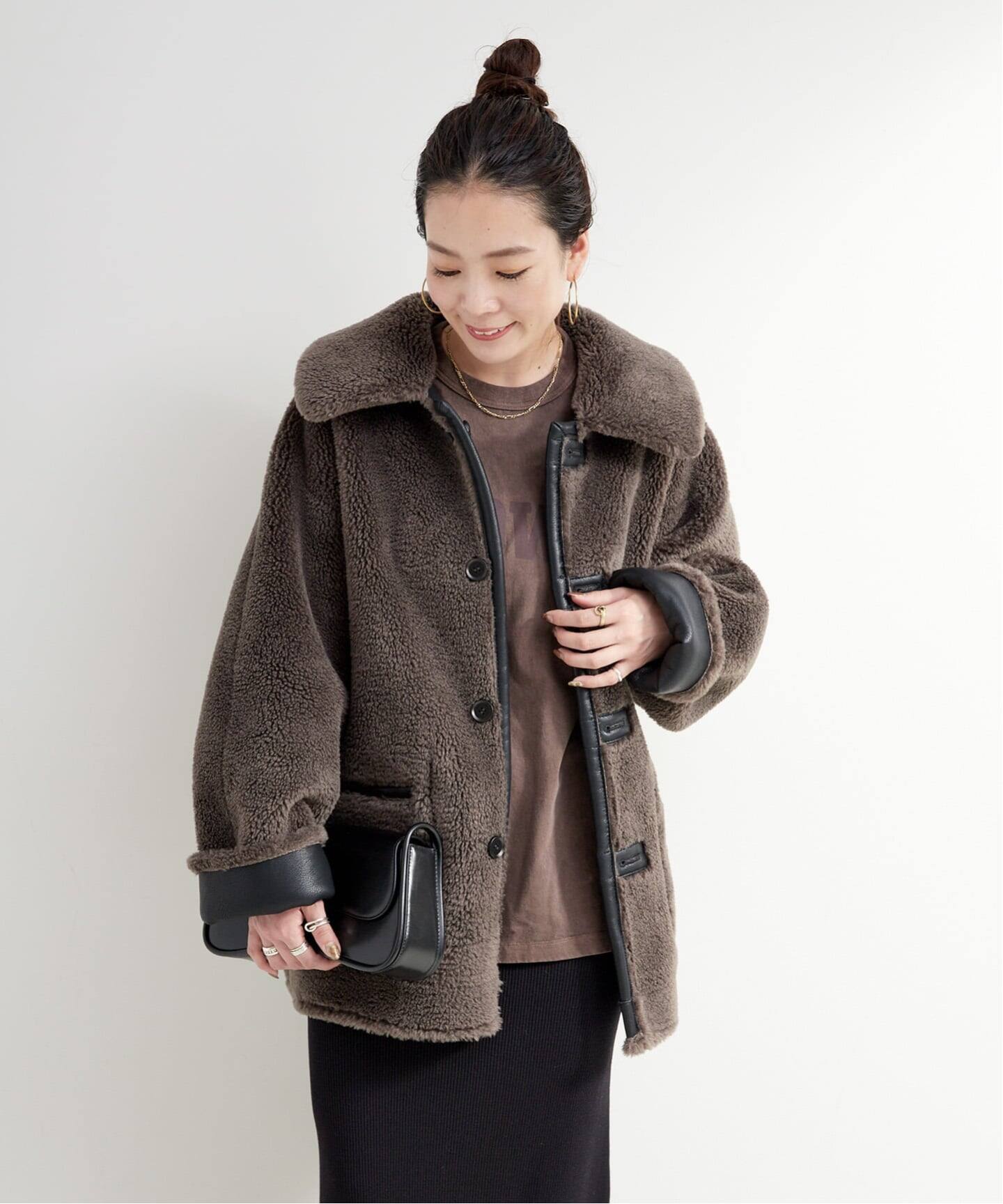 新品 未使用 タグ付き リバーシブルムートンライクコート リバーシブルムートンライクコート（ムートンコート）｜B.C STOCK