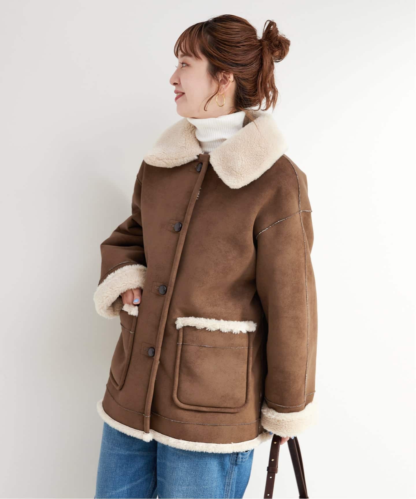 リバーシブルムートンライクコート（ムートンコート）｜B.C STOCK