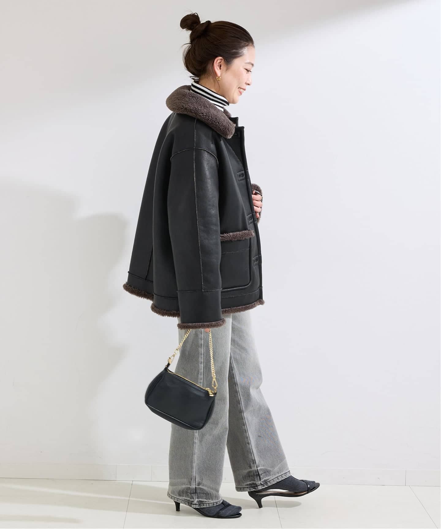 S/Mサイズ展開》リバーシブルムートンライクコート2（ムートンコート