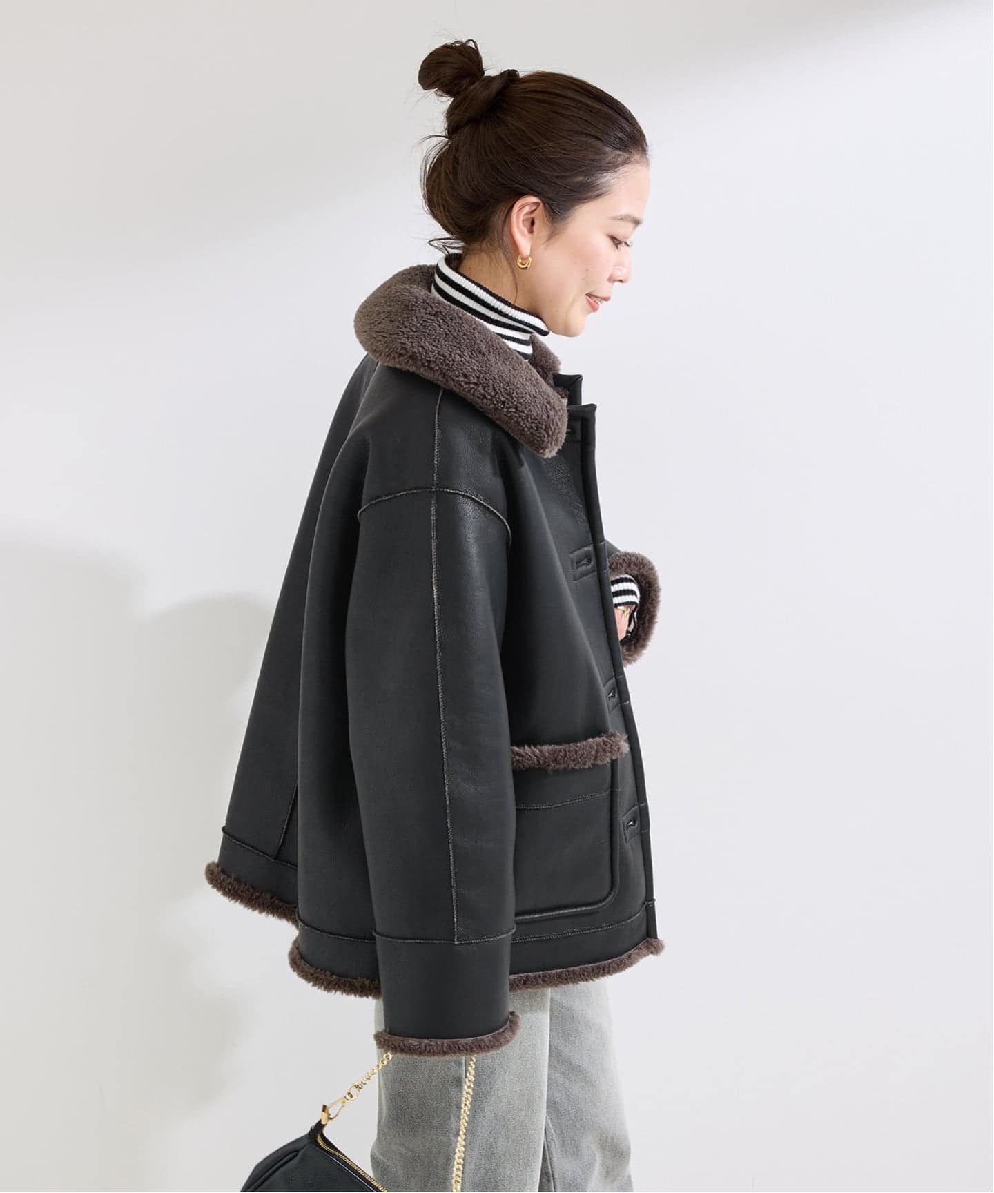 S/Mサイズ展開》リバーシブルムートンライクコート2（ムートンコート