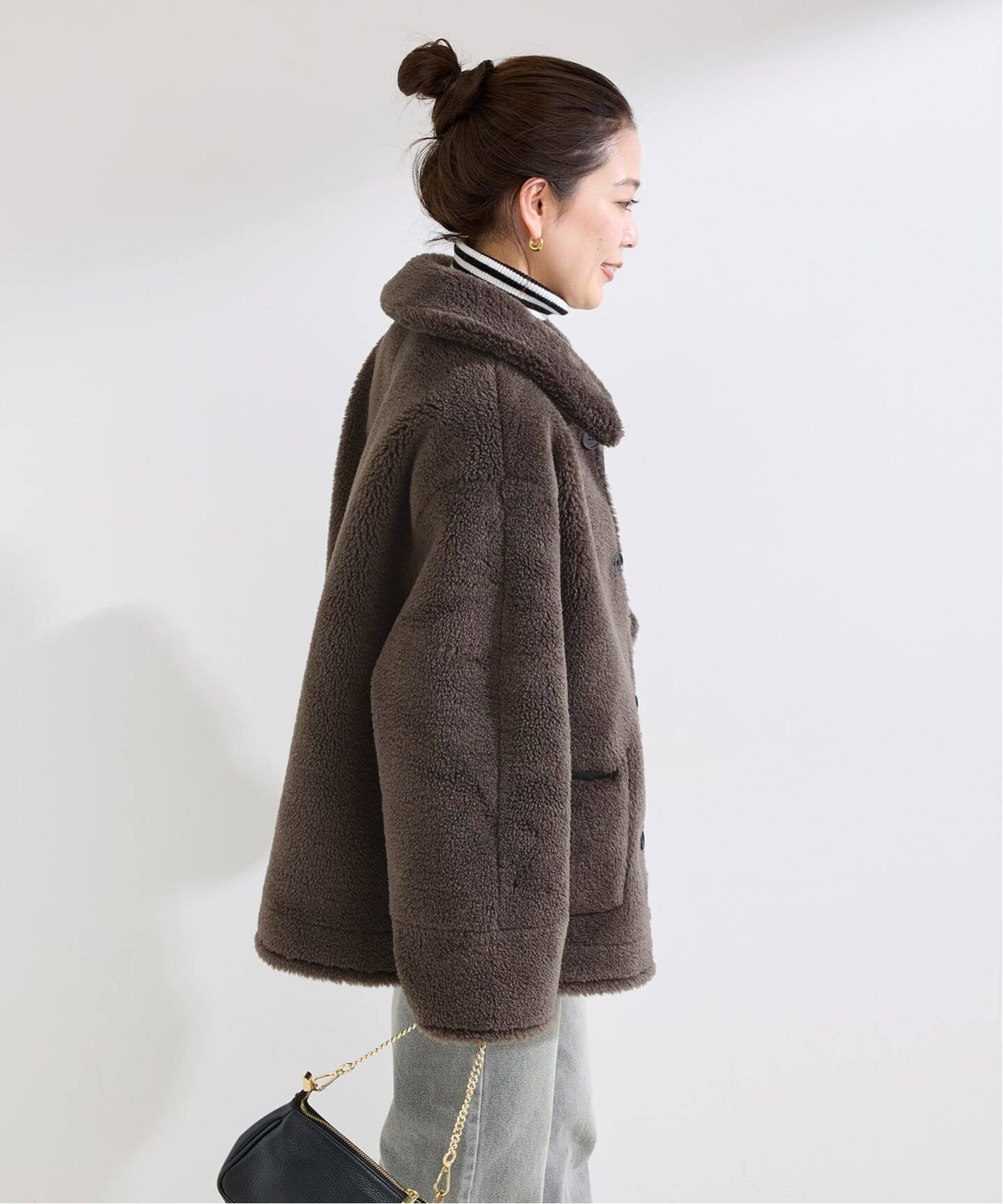 S/Mサイズ展開》リバーシブルムートンライクコート2（ムートンコート