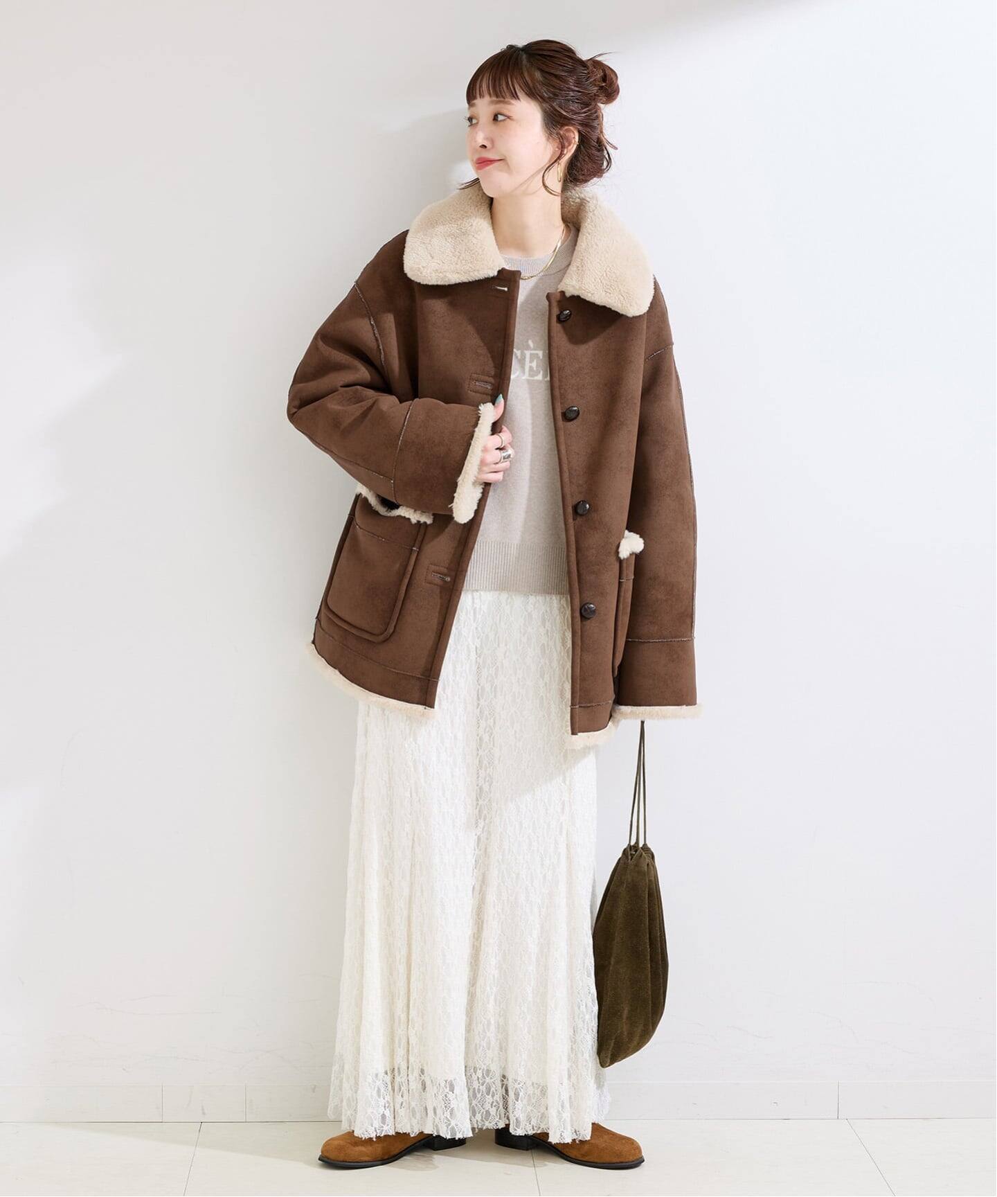 S/Mサイズ展開》リバーシブルムートンライクコート2（ムートンコート